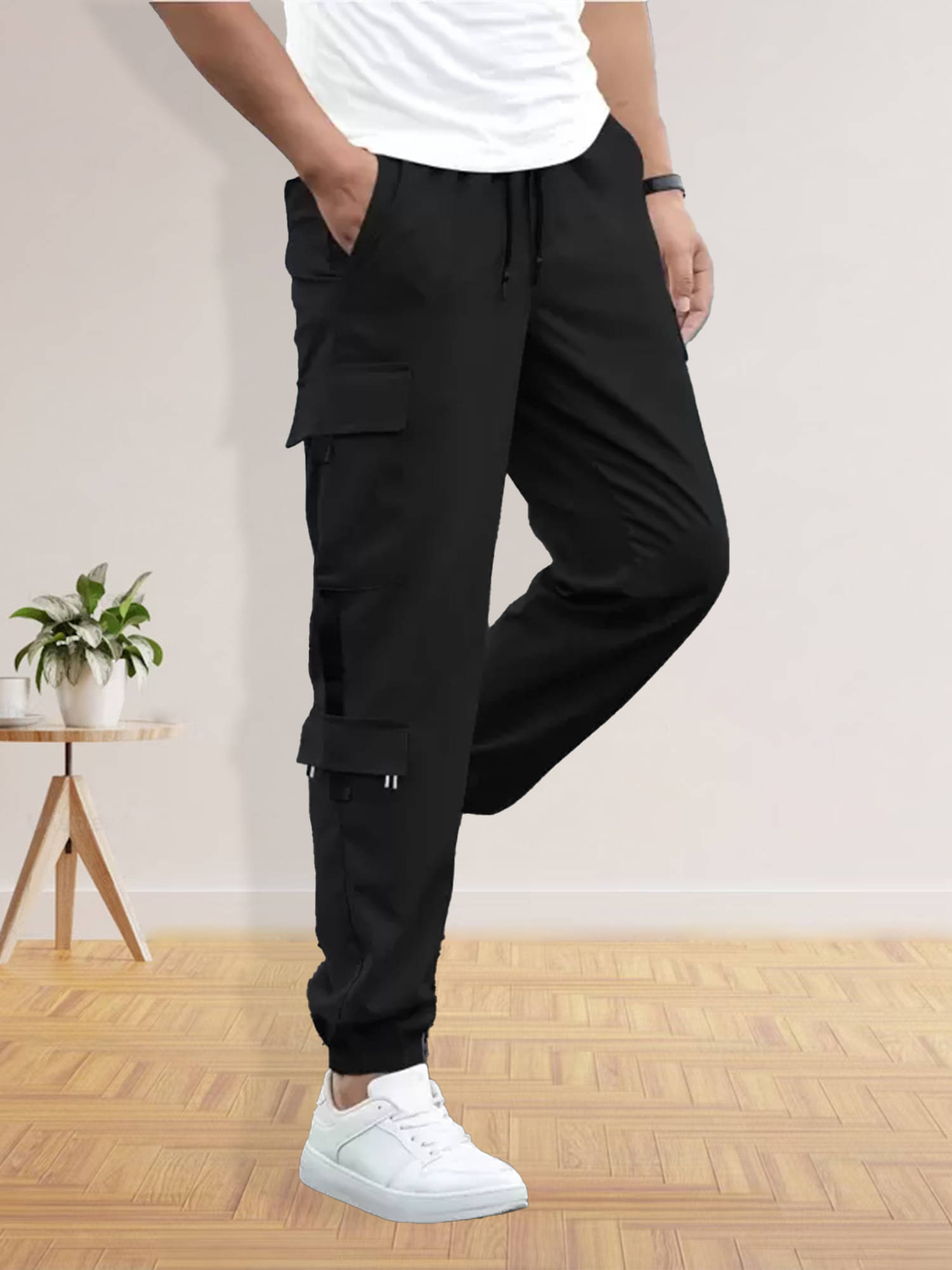     			JUMP CUTS Black Polyester Men's Trackpants ( Pack of 1 )