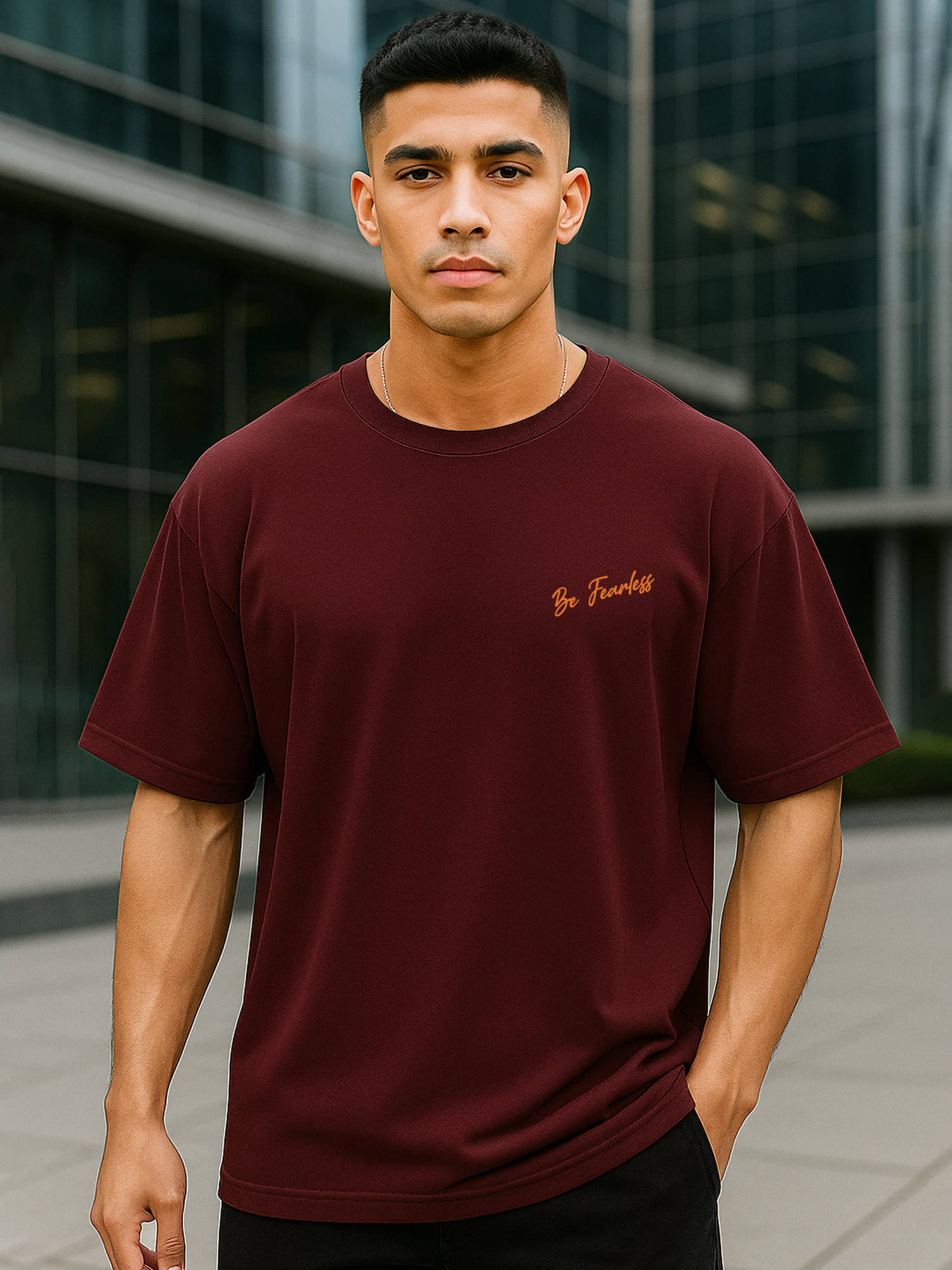 JUMP CUTS Men Cotton Blend Slim Fit Printed T-Shirt ( Maroon ) JUMP CUTS Men Cotton Blend Slim Fit Printed T-Shirt ( Maroon )