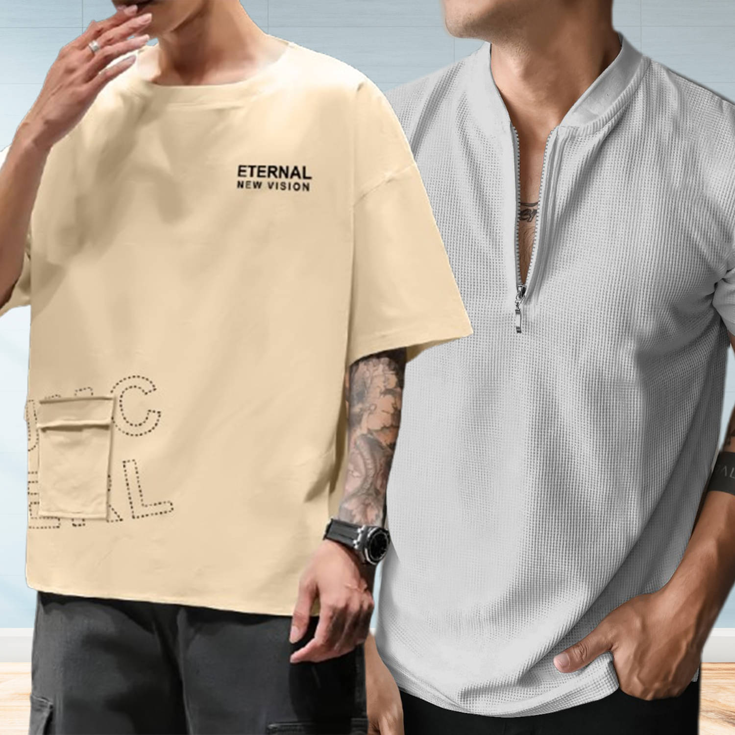 JUMP CUTS Men Cotton Blend Regular Fit Printed T-Shirt ( Multicolor )     			JUMP CUTS Men Cotton Blend Regular Fit Printed T-Shirt ( Multicolor )