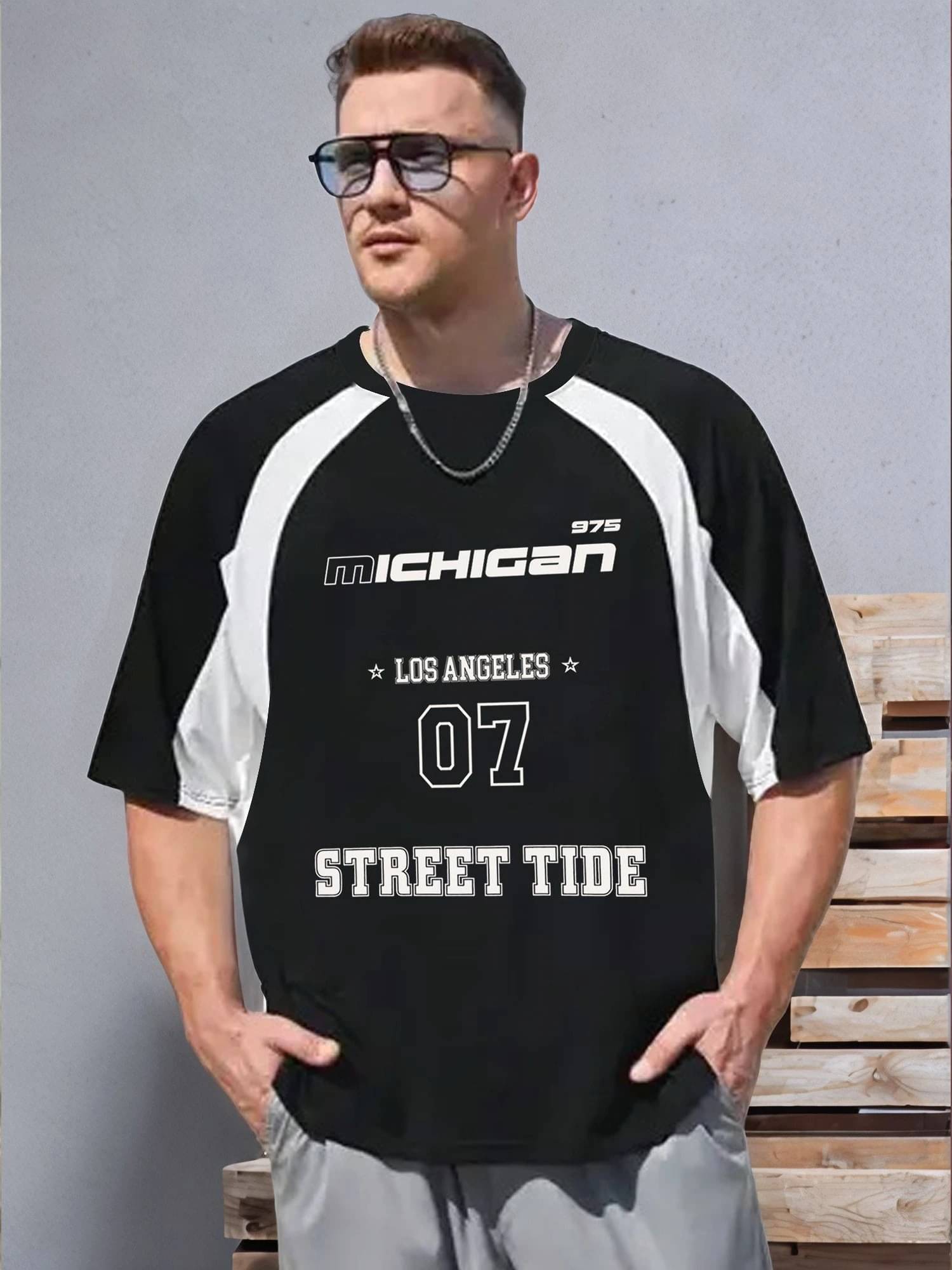     			JUMP CUTS Men Cotton Blend Oversized Fit Printed T-Shirt ( Black )