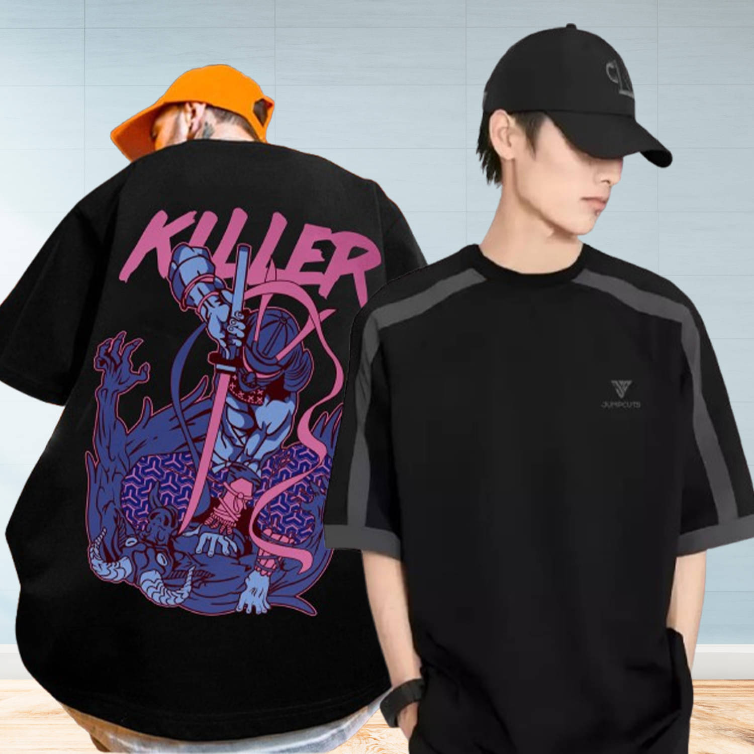     			JUMP CUTS Men Cotton Blend Regular Fit Printed T-Shirt ( Multicolor )