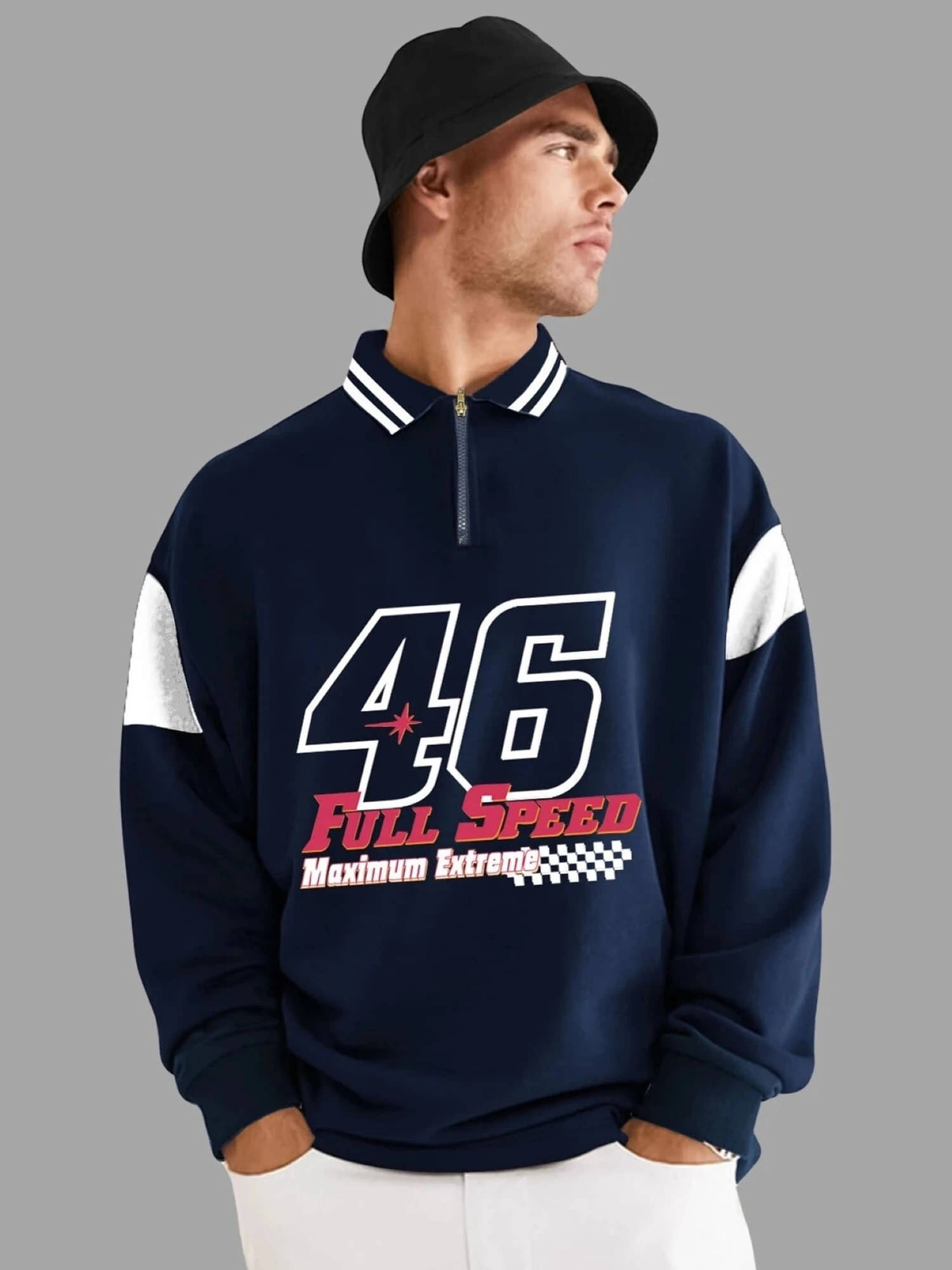 JUMP CUTS Men Cotton Blend Oversized Fit Printed Polo T Shirt ( Navy Blue ) JUMP CUTS Men Cotton Blend Oversized Fit Printed Polo T Shirt ( Navy Blue )