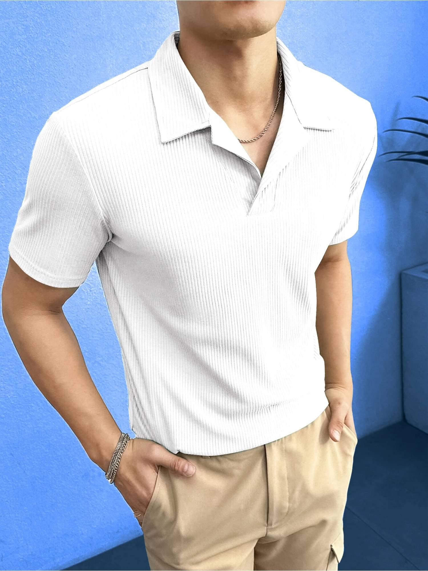 JUMP CUTS Men Cotton Blend Slim Fit Self Design Polo T Shirt ( White ) JUMP CUTS Men Cotton Blend Slim Fit Self Design Polo T Shirt ( White )