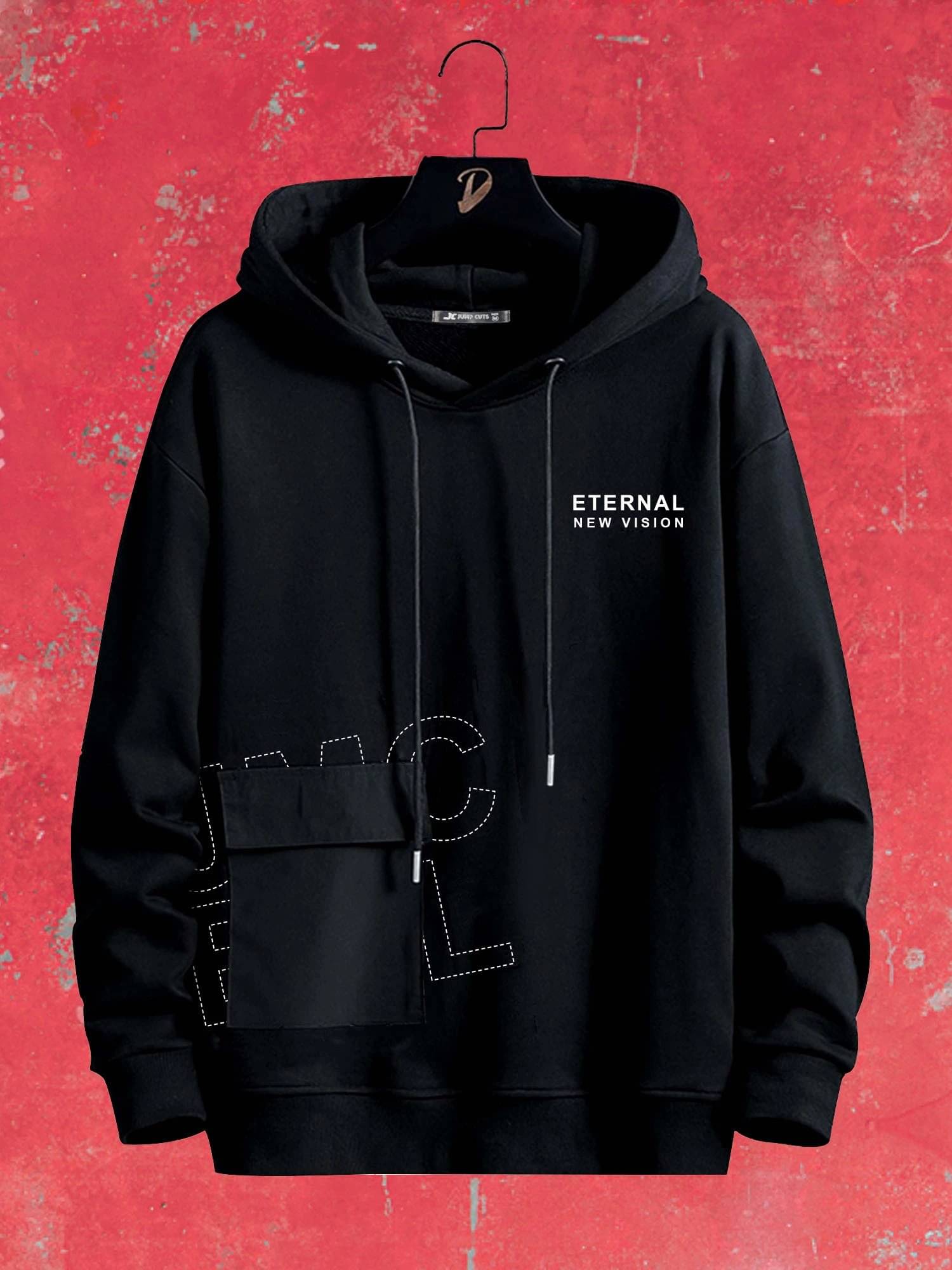     			JUMP CUTS Men Cotton Blend Slim Fit Printed T-Shirt ( Black )