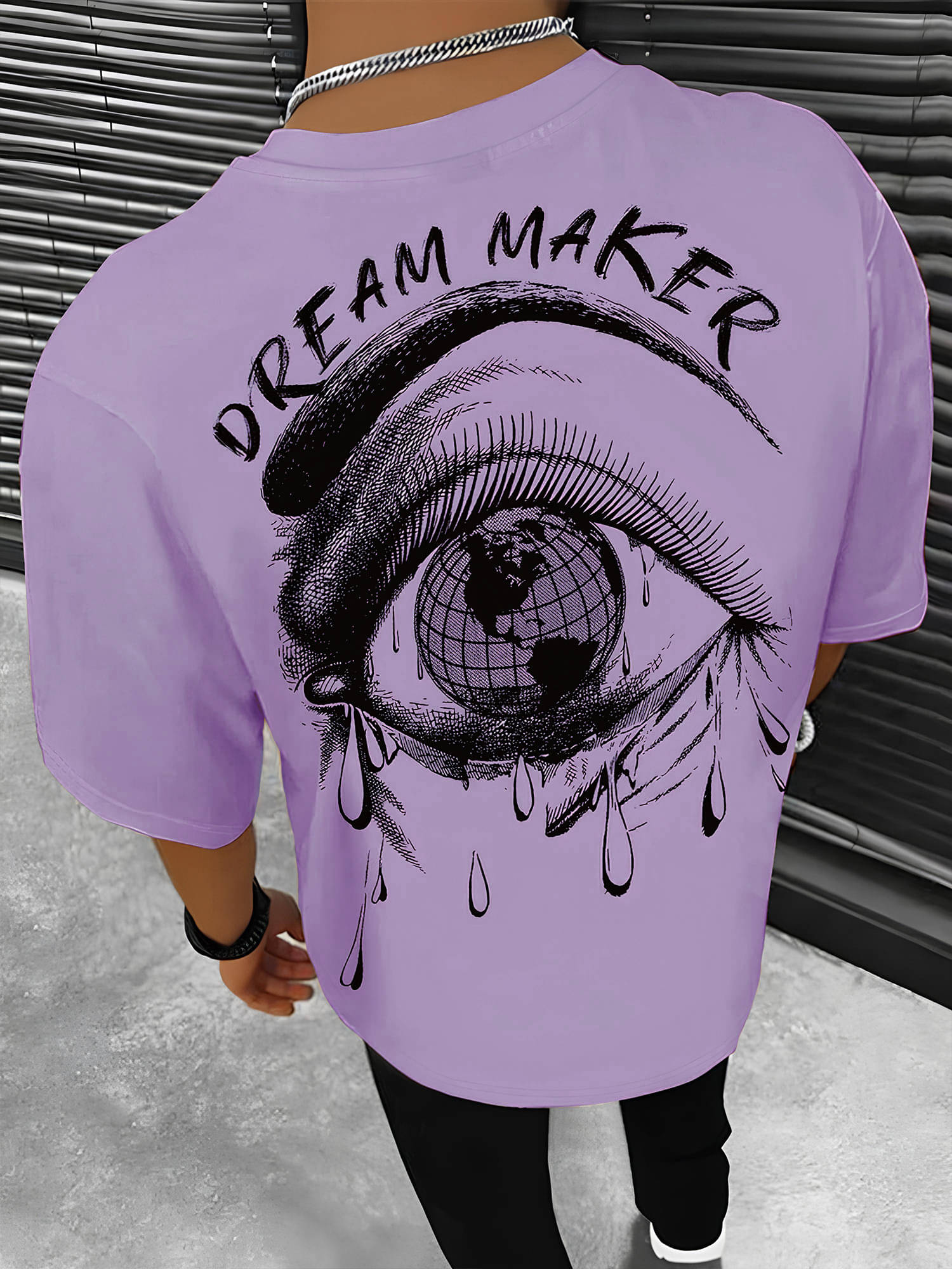     			JUMP CUTS Men Cotton Blend Oversized Fit Self Design T-Shirt ( Purple )
