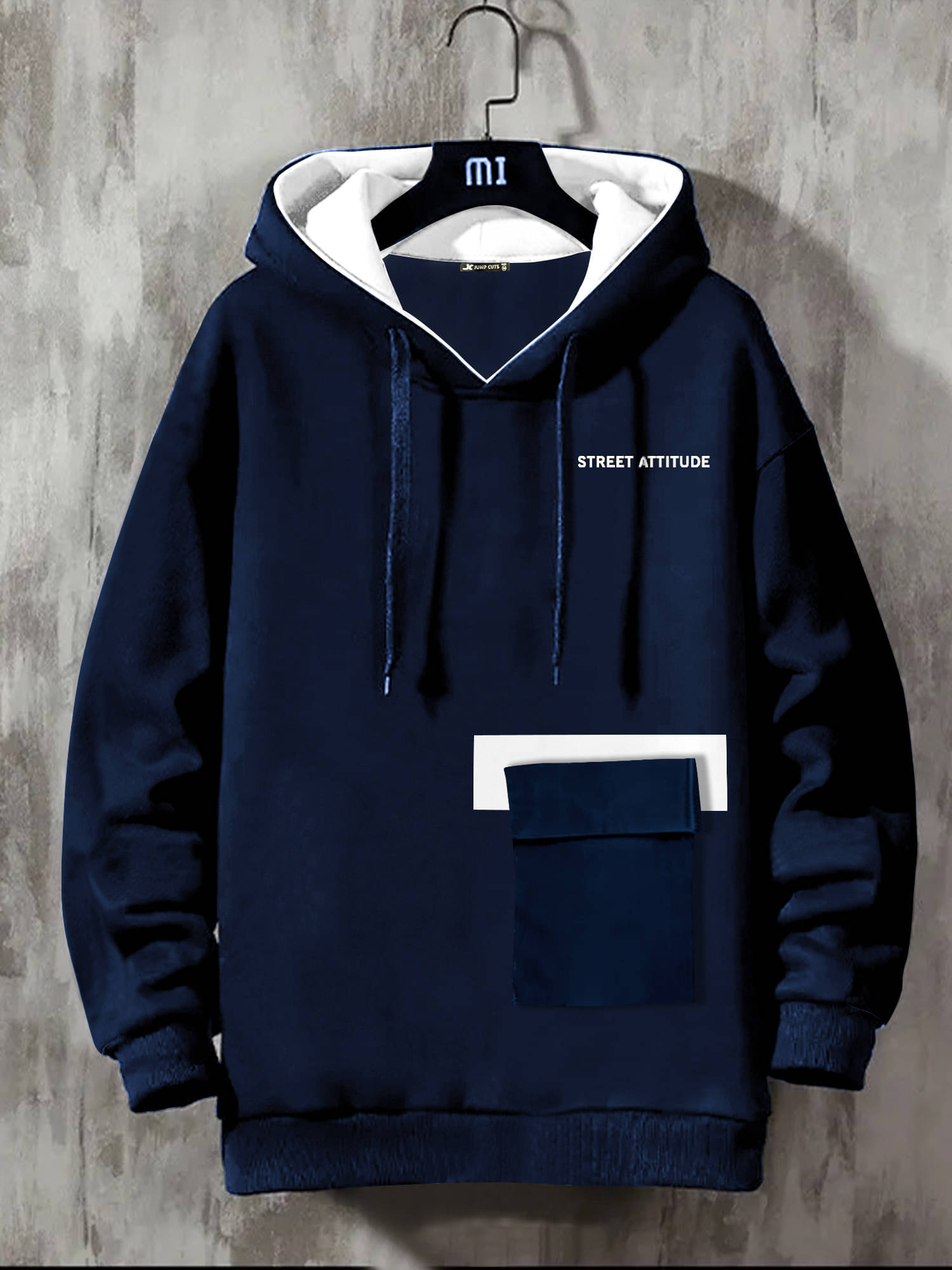 JUMP CUTS Men Cotton Blend Oversized Fit Colorblock T-Shirt ( Navy Blue ) JUMP CUTS Men Cotton Blend Oversized Fit Colorblock T-Shirt ( Navy Blue )