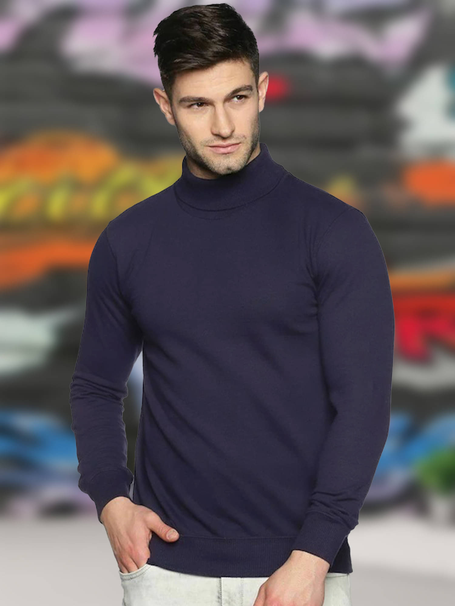JUMP CUTS Men Cotton Regular Fit Solid T-Shirt ( Navy Blue ) JUMP CUTS Men Cotton Regular Fit Solid T-Shirt ( Navy Blue )