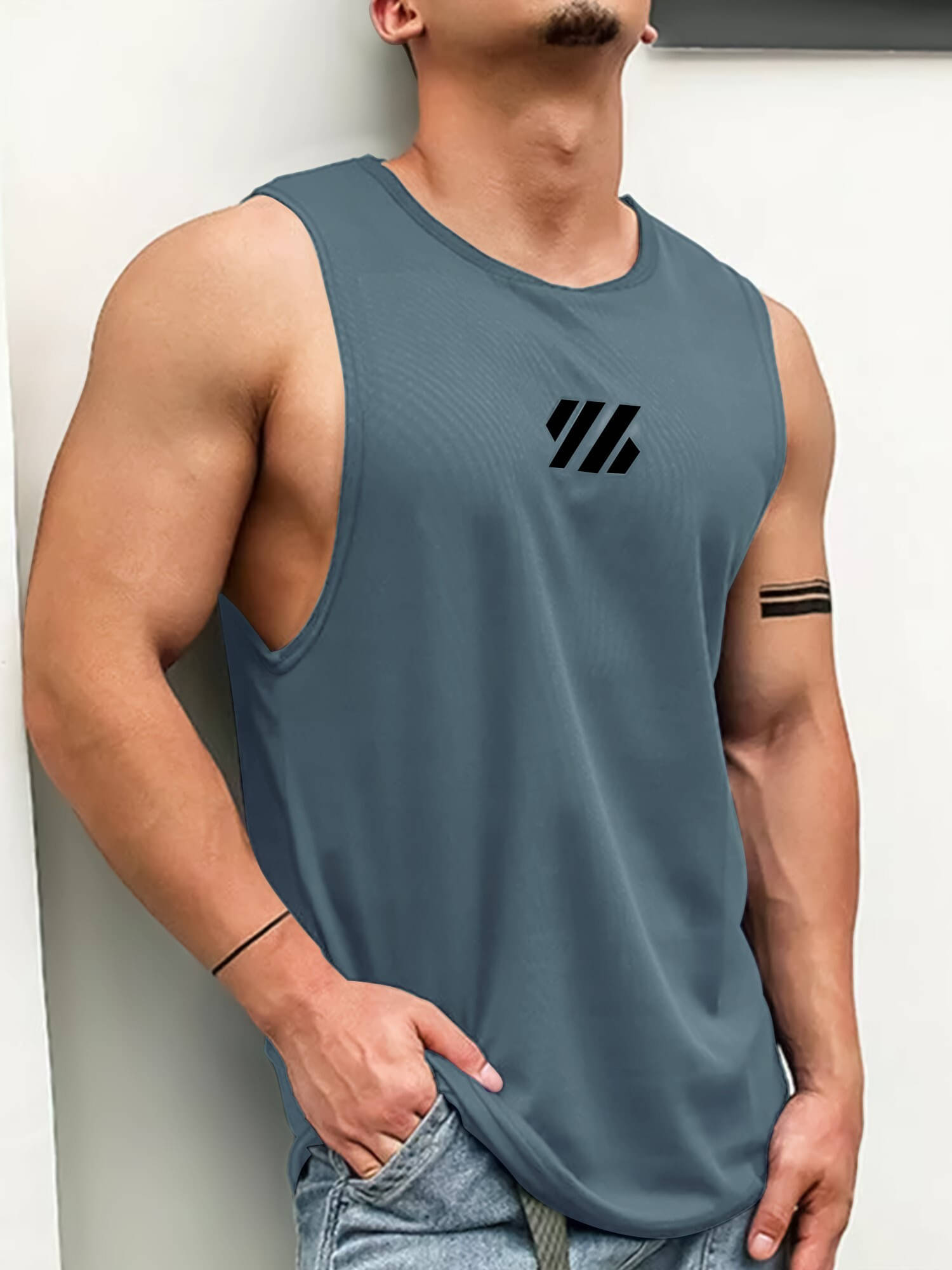     			JUMP CUTS Pack of 1 Polyester Gym Vest For Men ( Grey )