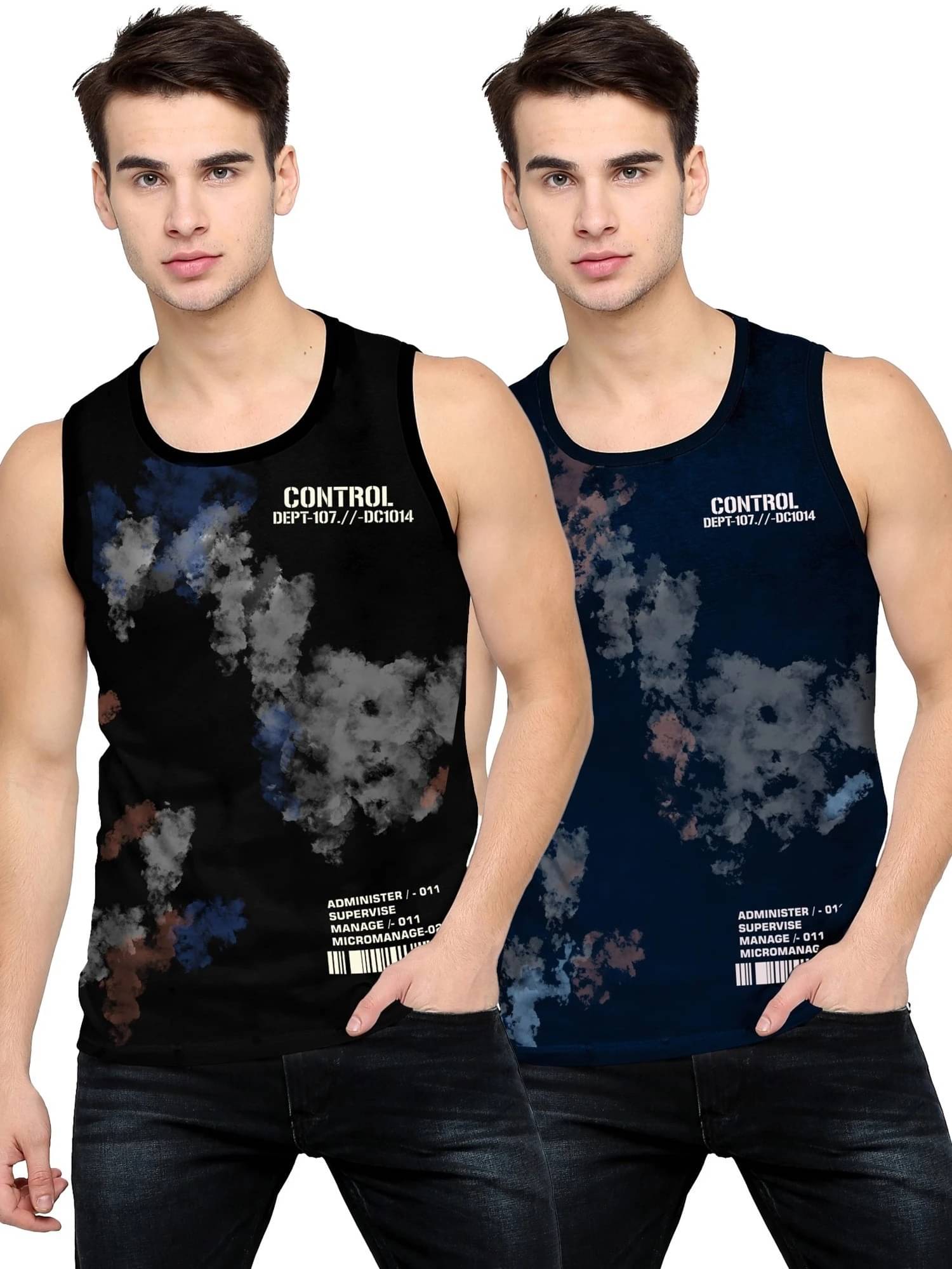     			JUMP CUTS Pack of 2 Cotton Gym Vest For Men ( Multicolor )