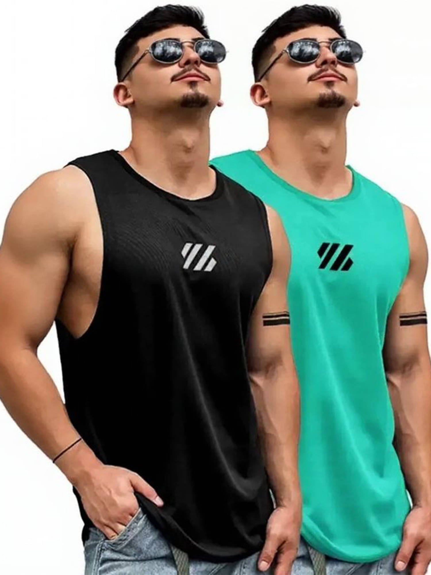     			JUMP CUTS Pack of 2 Polyester Gym Vest For Men ( Multicolor )