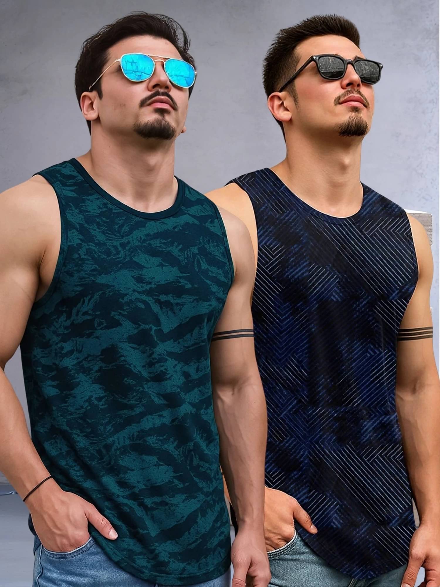     			JUMP CUTS Pack of 2 Polyester Gym Vest For Men ( Blue )