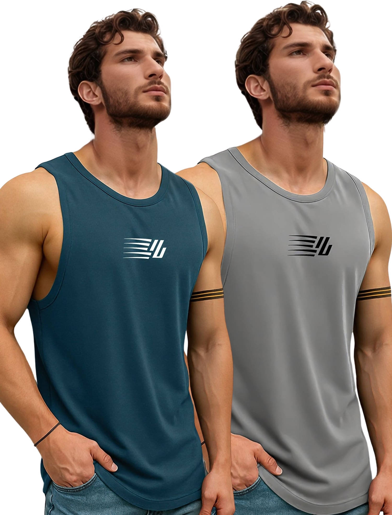     			JUMP CUTS Pack of 2 Polyester Gym Vest For Men ( Multicolor )