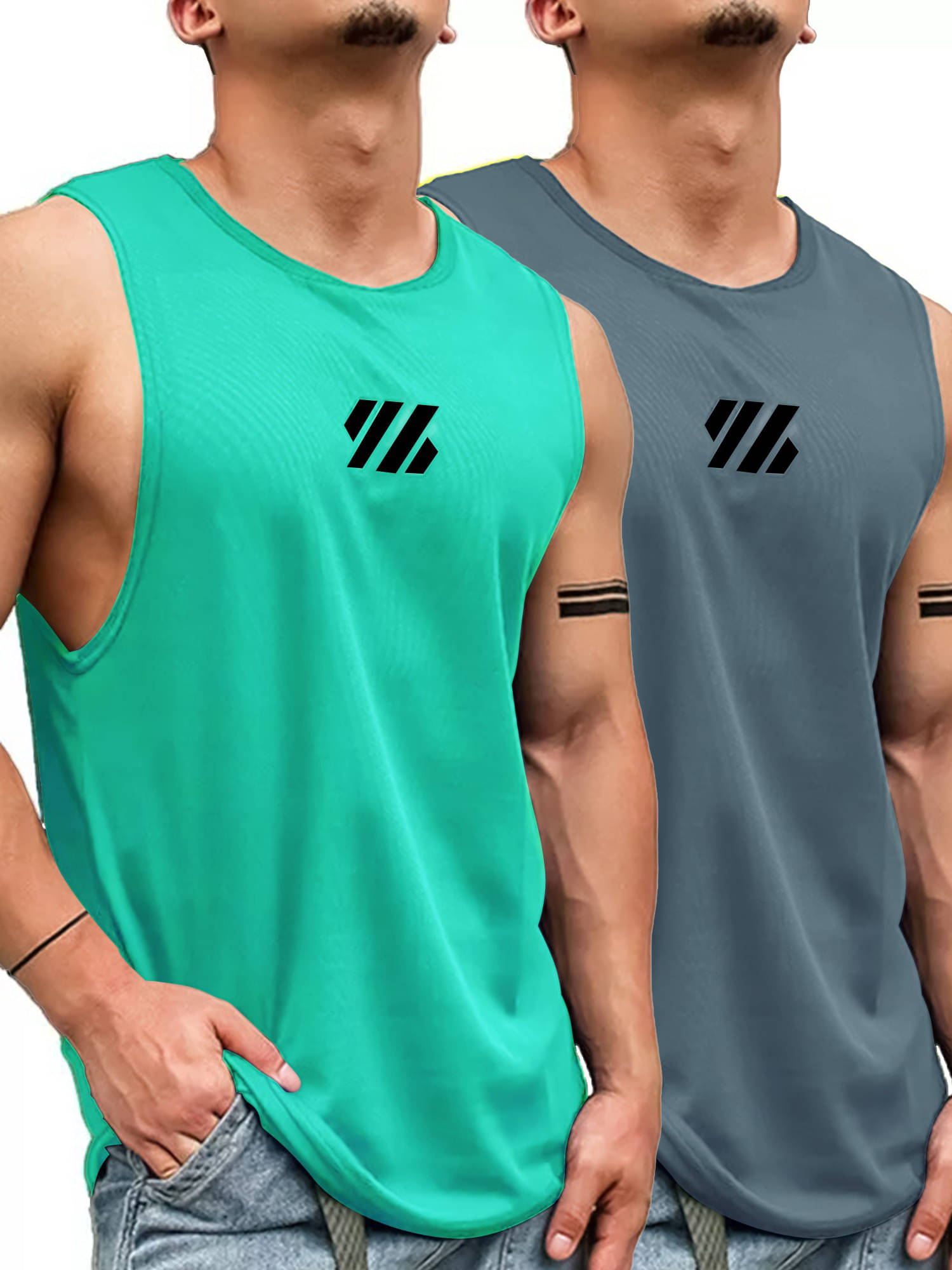     			JUMP CUTS Pack of 2 Polyester Gym Vest For Men ( Multicolor )