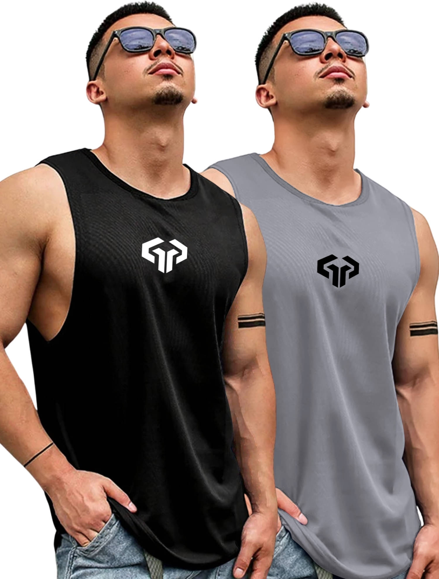     			JUMP CUTS Pack of 2 Polyester Gym Vest For Men ( Multicolor )