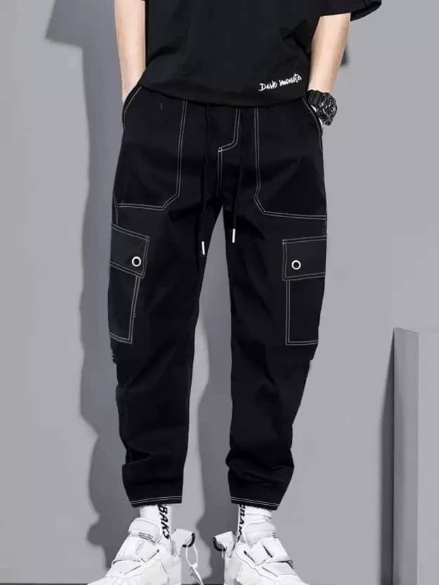    			JUMP CUTS Regular Pleated Men's Cargos - Black ( Pack of 1 )