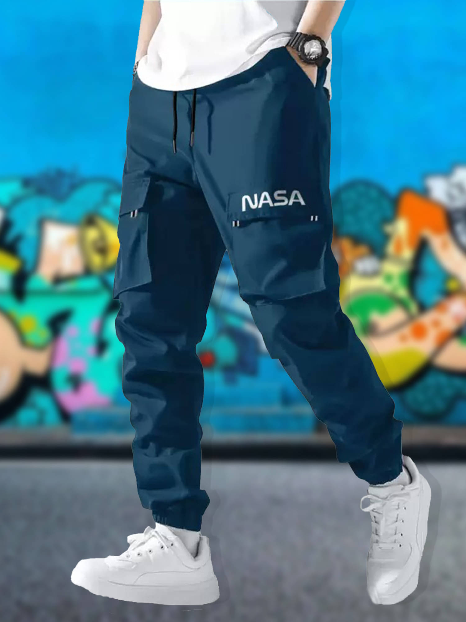     			JUMP CUTS Regular Pleated Men's Cargos - Blue ( Pack of 1 )