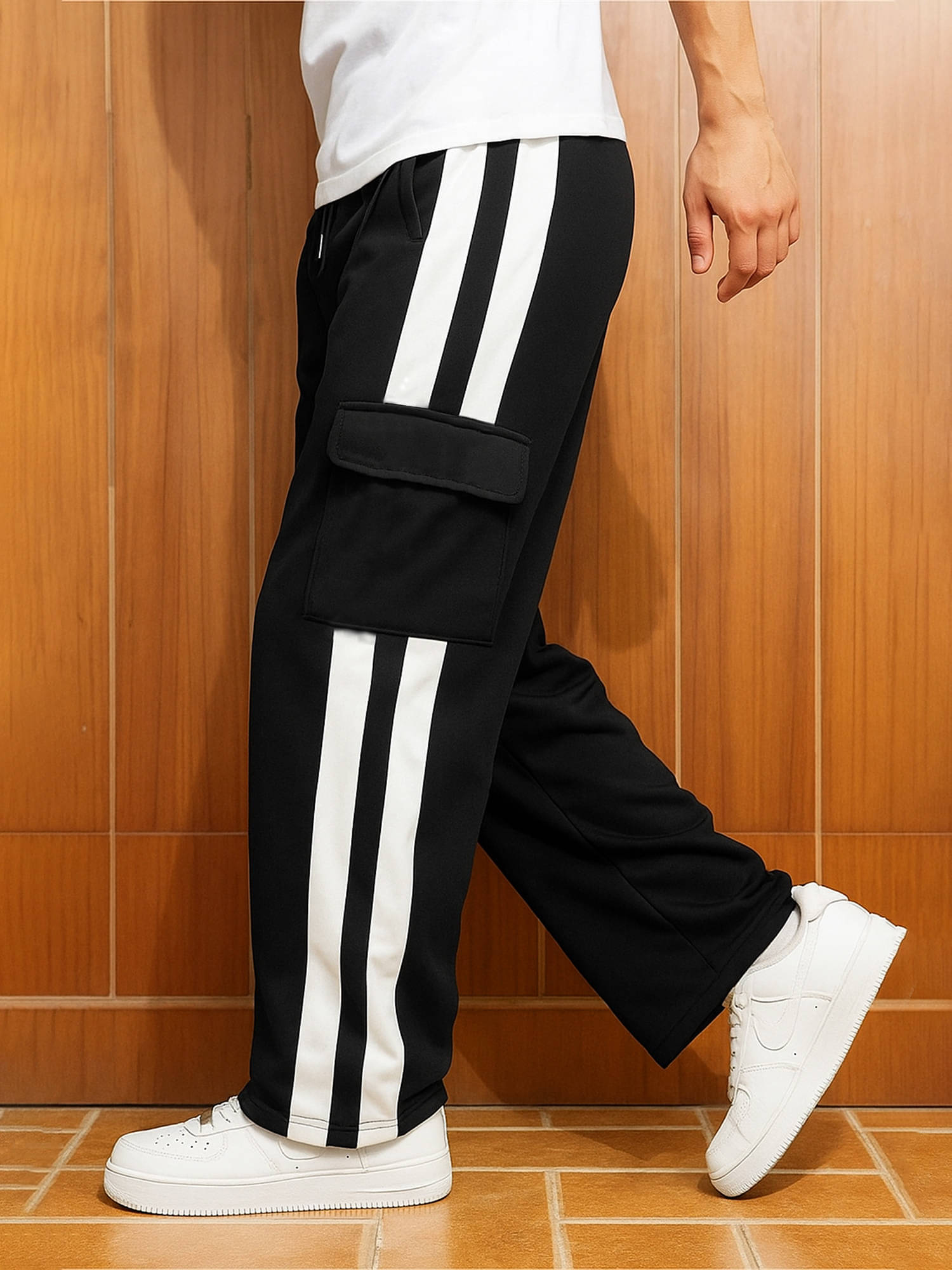     			JUMP CUTS Regular Pleated Men's Cargos - Black ( Pack of 1 )