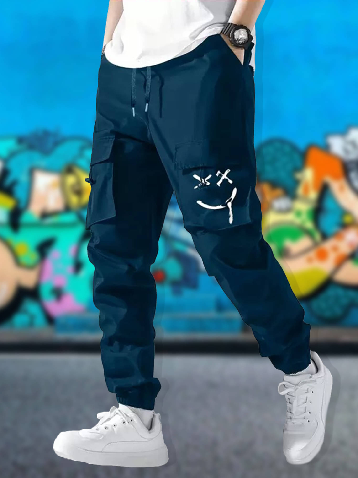     			JUMP CUTS Regular Pleated Men's Cargos - Blue ( Pack of 1 )