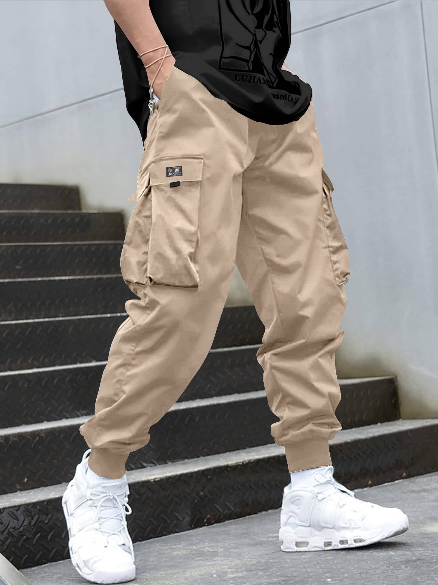     			JUMP CUTS Regular Pleated Men's Cargos - Beige ( Pack of 1 )
