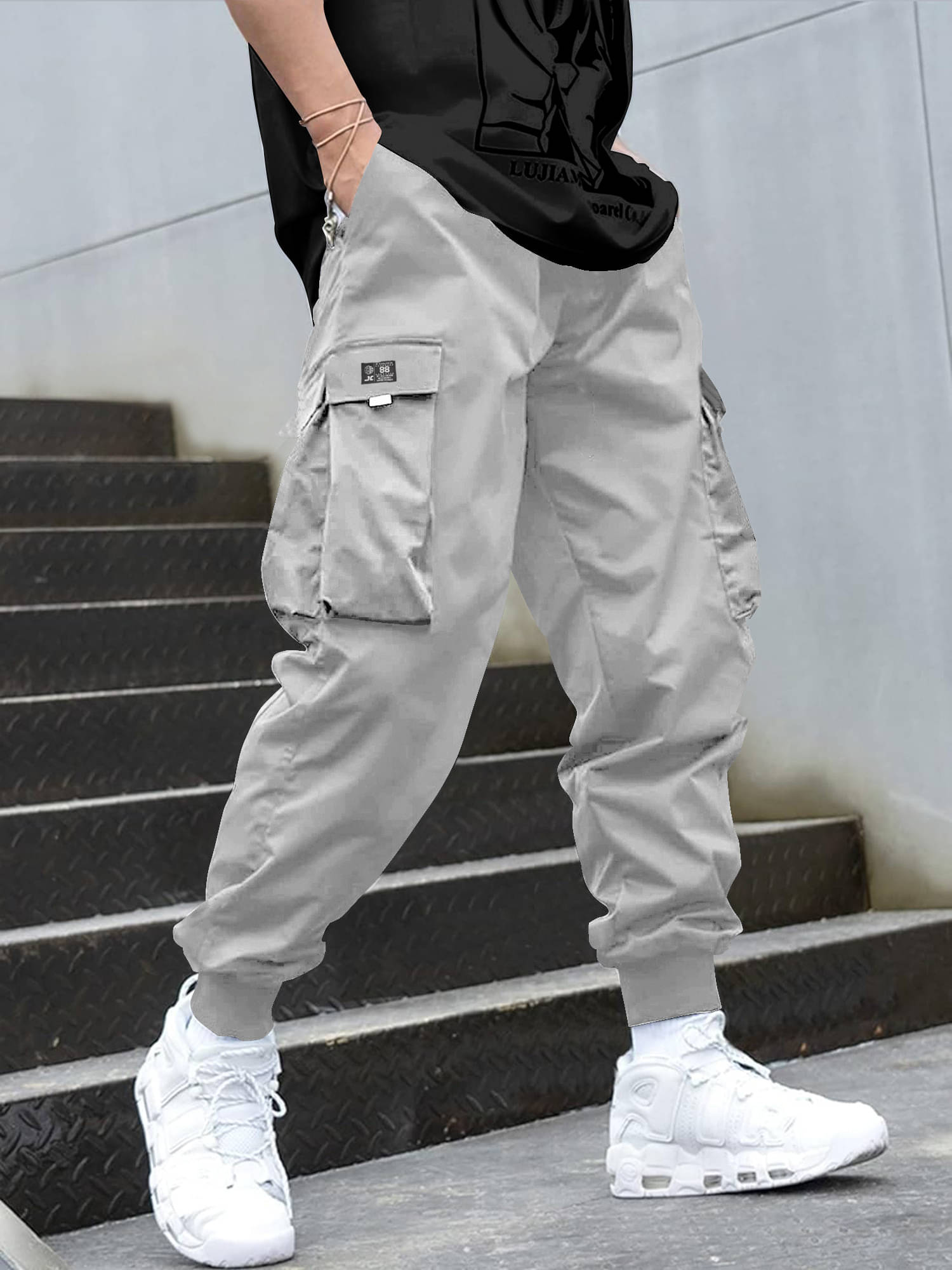     			JUMP CUTS Regular Pleated Men's Cargos - Grey ( Pack of 1 )