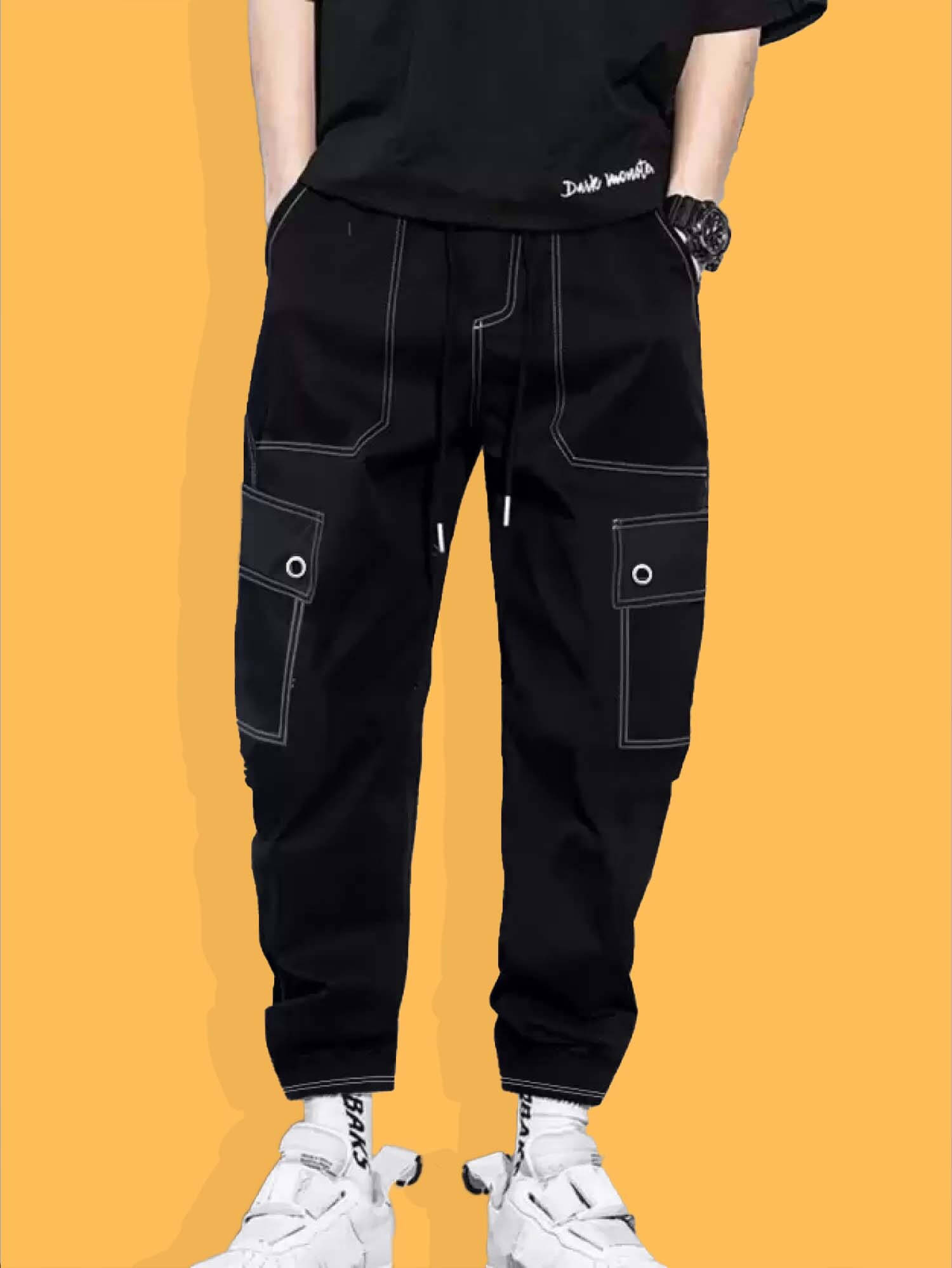     			JUMP CUTS Regular Pleated Men's Cargos - Black ( Pack of 1 )