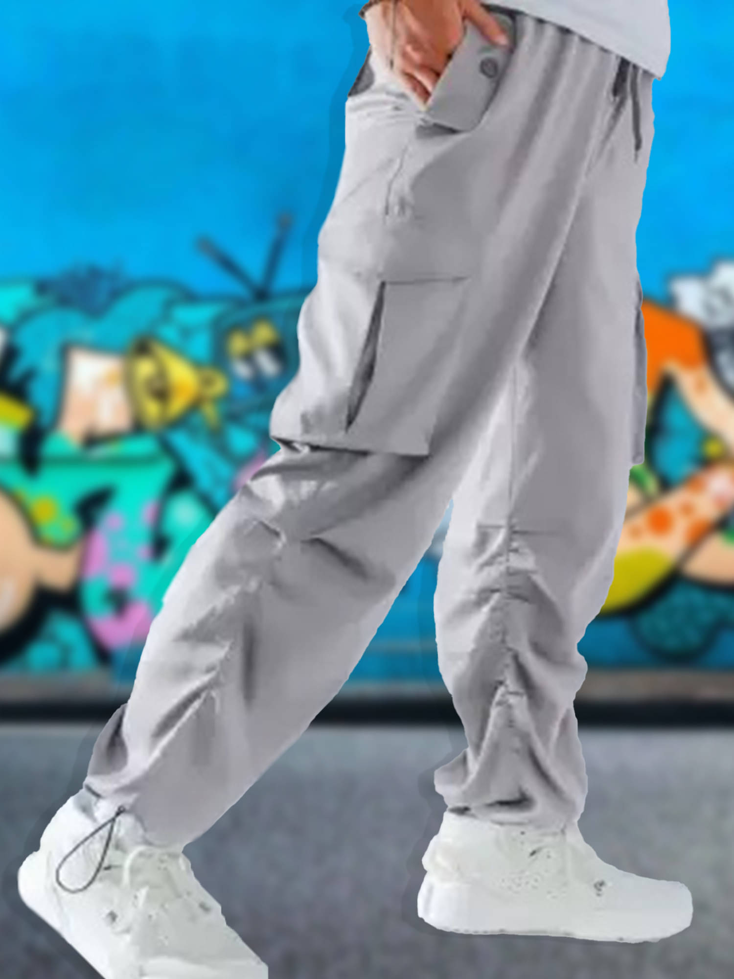     			JUMP CUTS Regular Pleated Men's Cargos - Grey ( Pack of 1 )