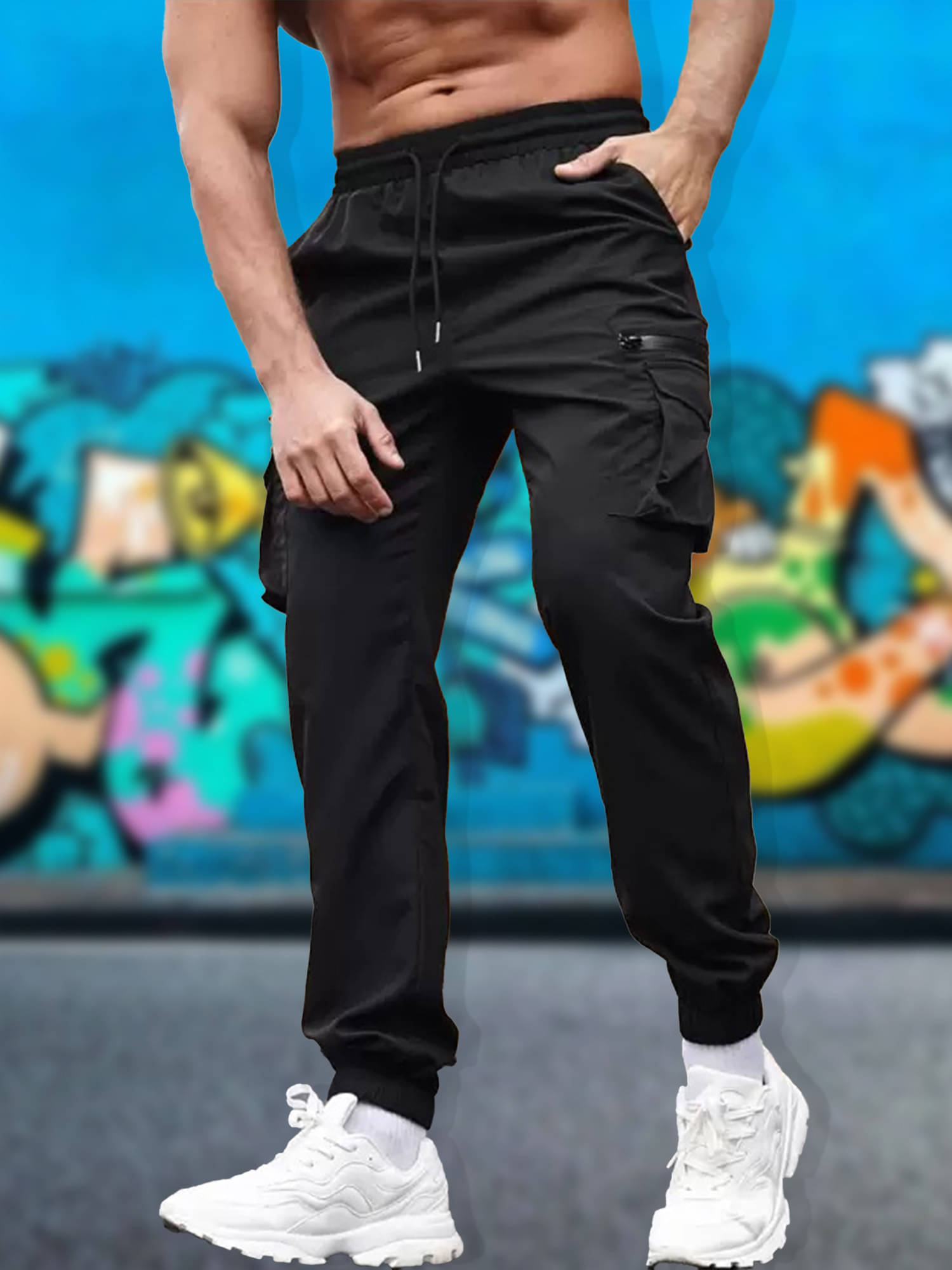     			JUMP CUTS Regular Men's Cargos - Black ( Pack of 1 )