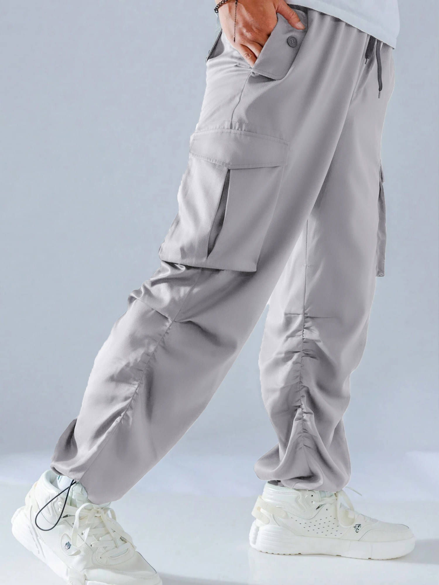     			JUMP CUTS Regular Pleated Men's Cargos - Grey ( Pack of 1 )