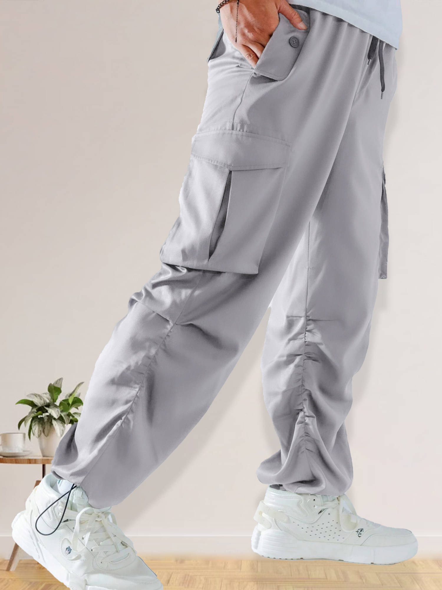     			JUMP CUTS Regular Pleated Men's Cargos - Grey ( Pack of 1 )