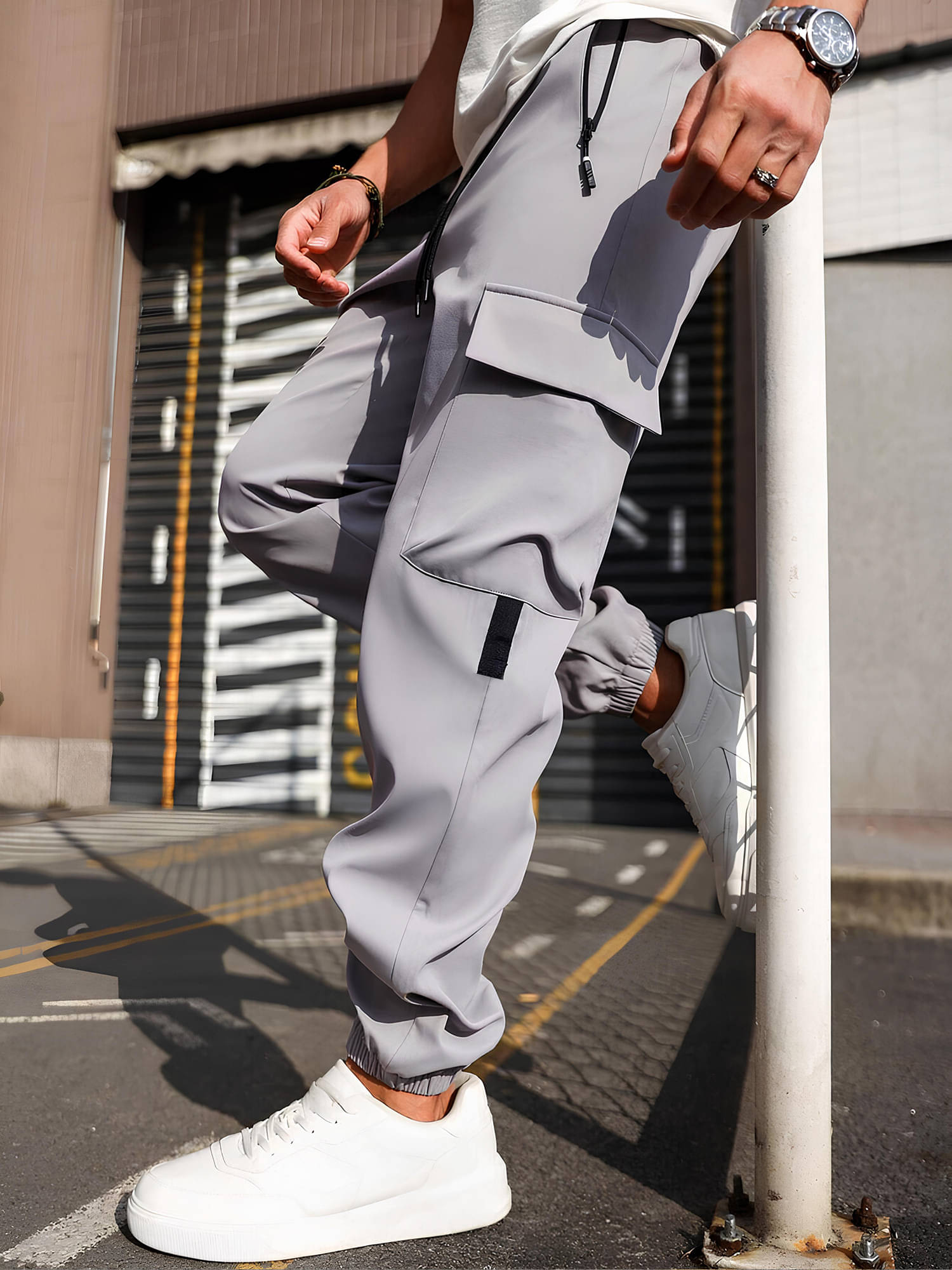     			JUMP CUTS Regular Pleated Men's Cargos - Grey ( Pack of 1 )