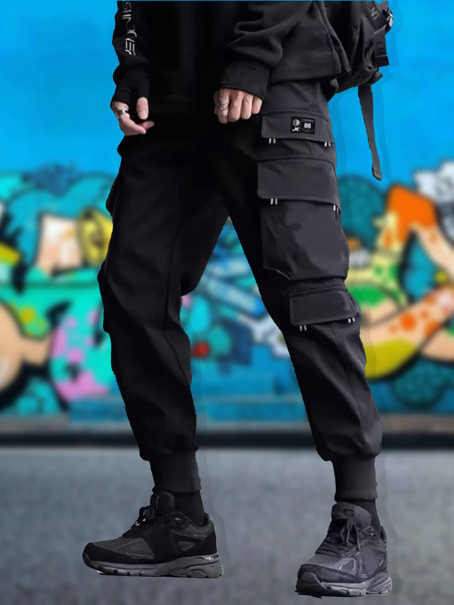     			JUMP CUTS Regular Pleated Men's Cargos - Black ( Pack of 1 )