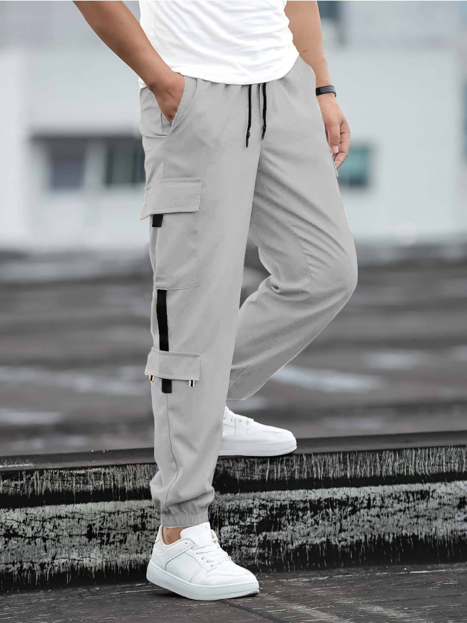     			JUMP CUTS Regular Pleated Men's Cargos - Grey ( Pack of 1 )
