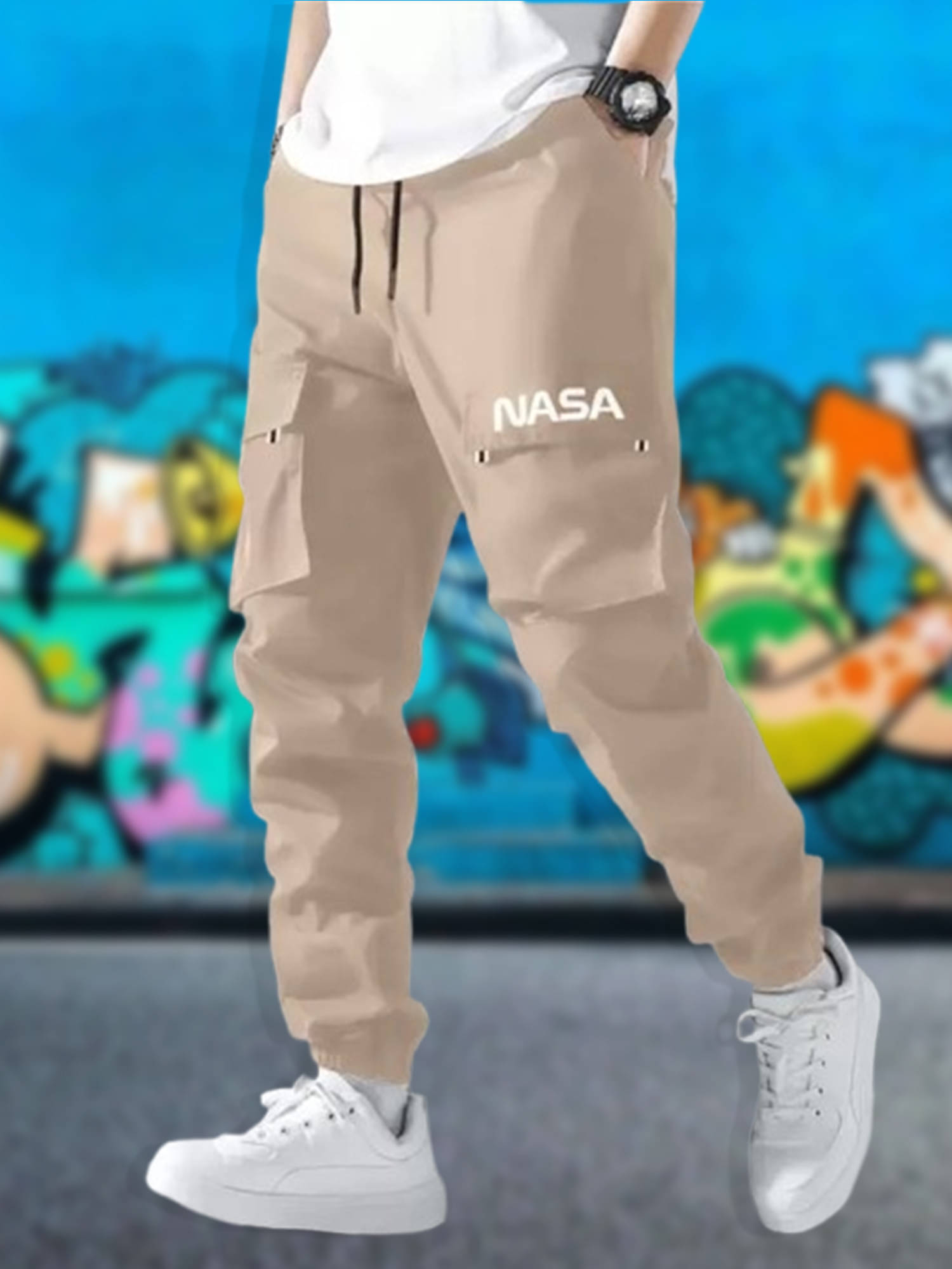     			JUMP CUTS Regular Pleated Men's Cargos - Beige ( Pack of 1 )