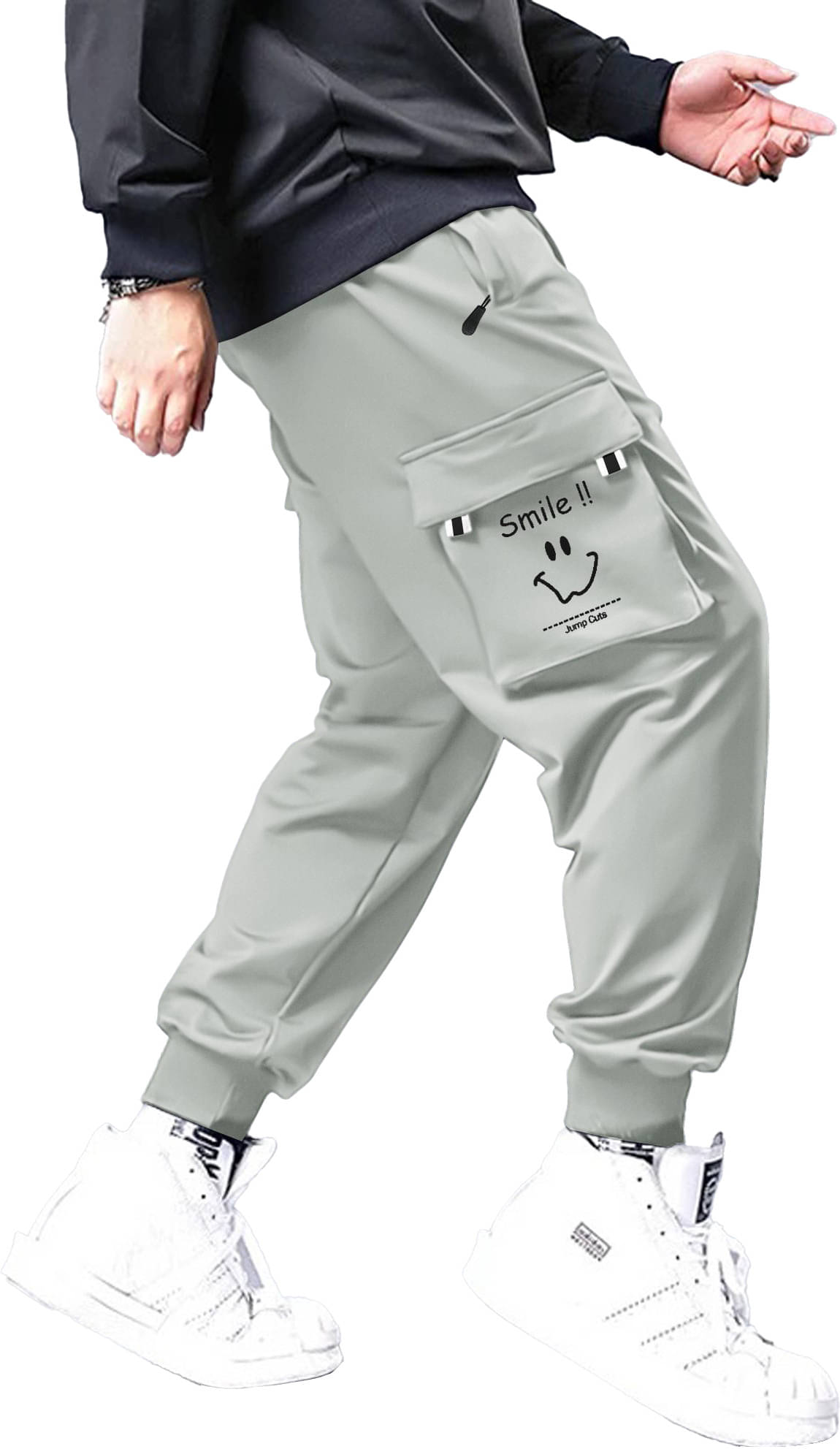     			JUMP CUTS Regular Pleated Men's Cargos - Grey ( Pack of 1 )