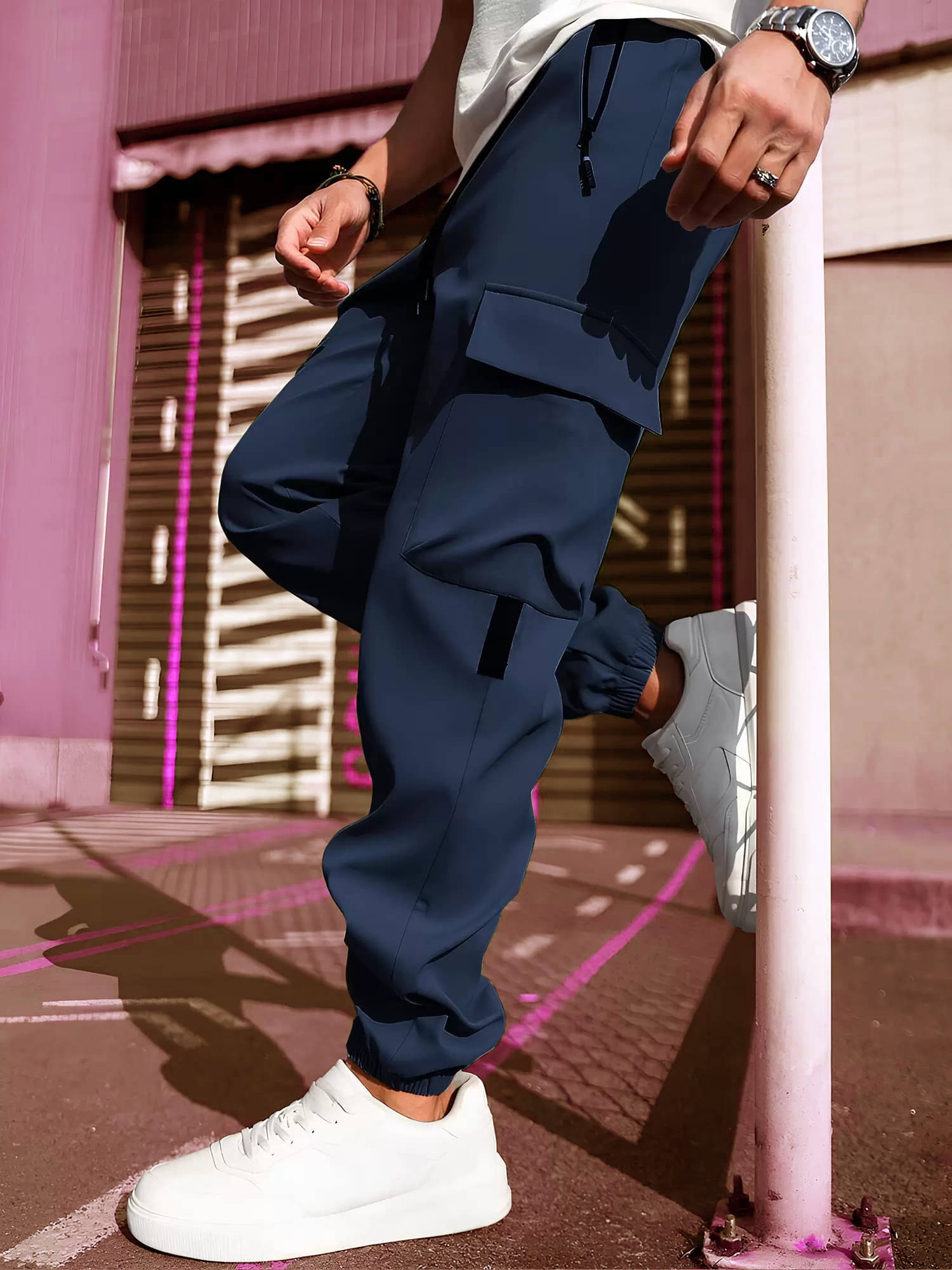     			JUMP CUTS Regular Pleated Men's Cargos - Blue ( Pack of 1 )