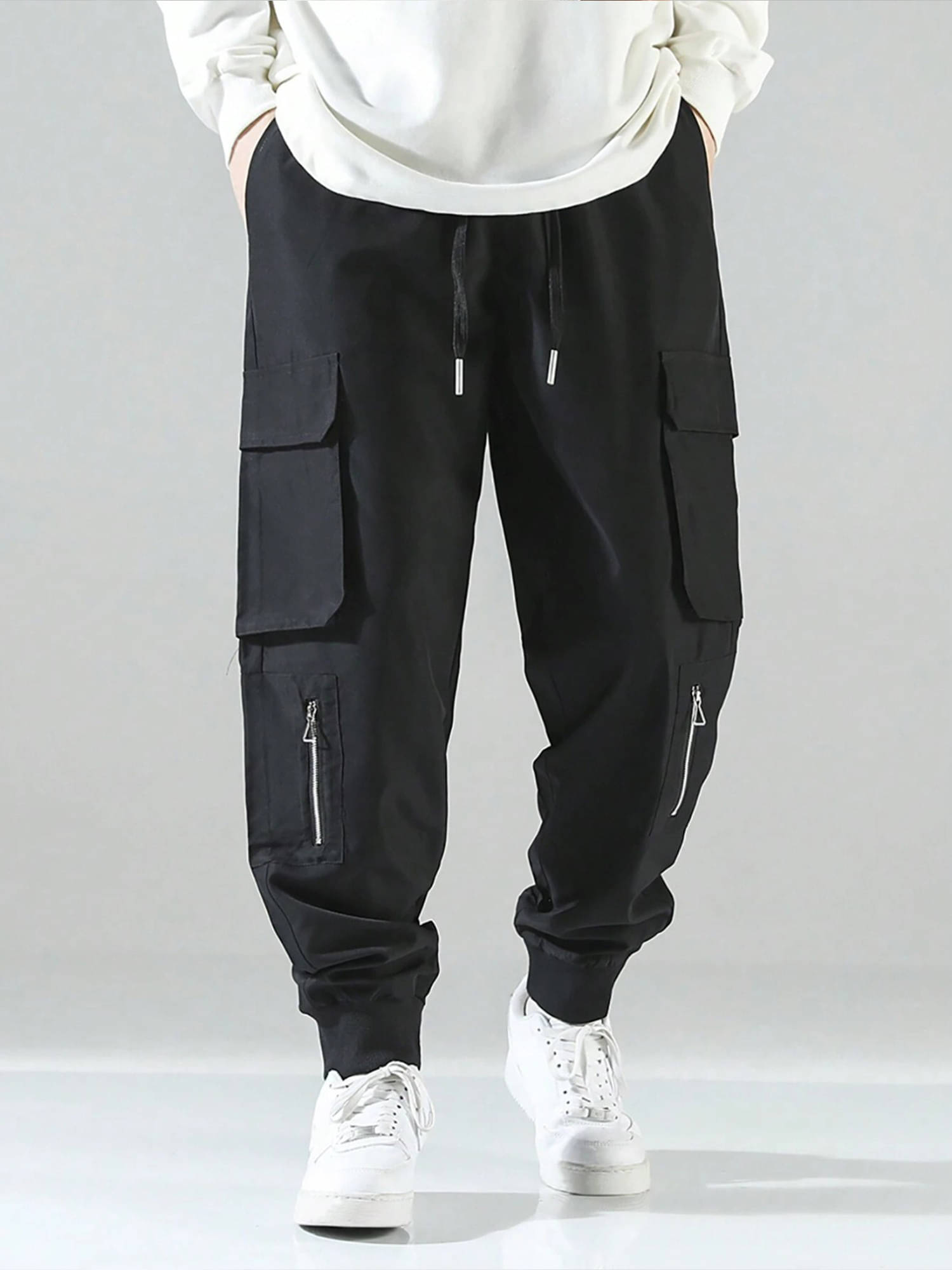     			JUMP CUTS Regular Pleated Men's Cargos - Black ( Pack of 1 )