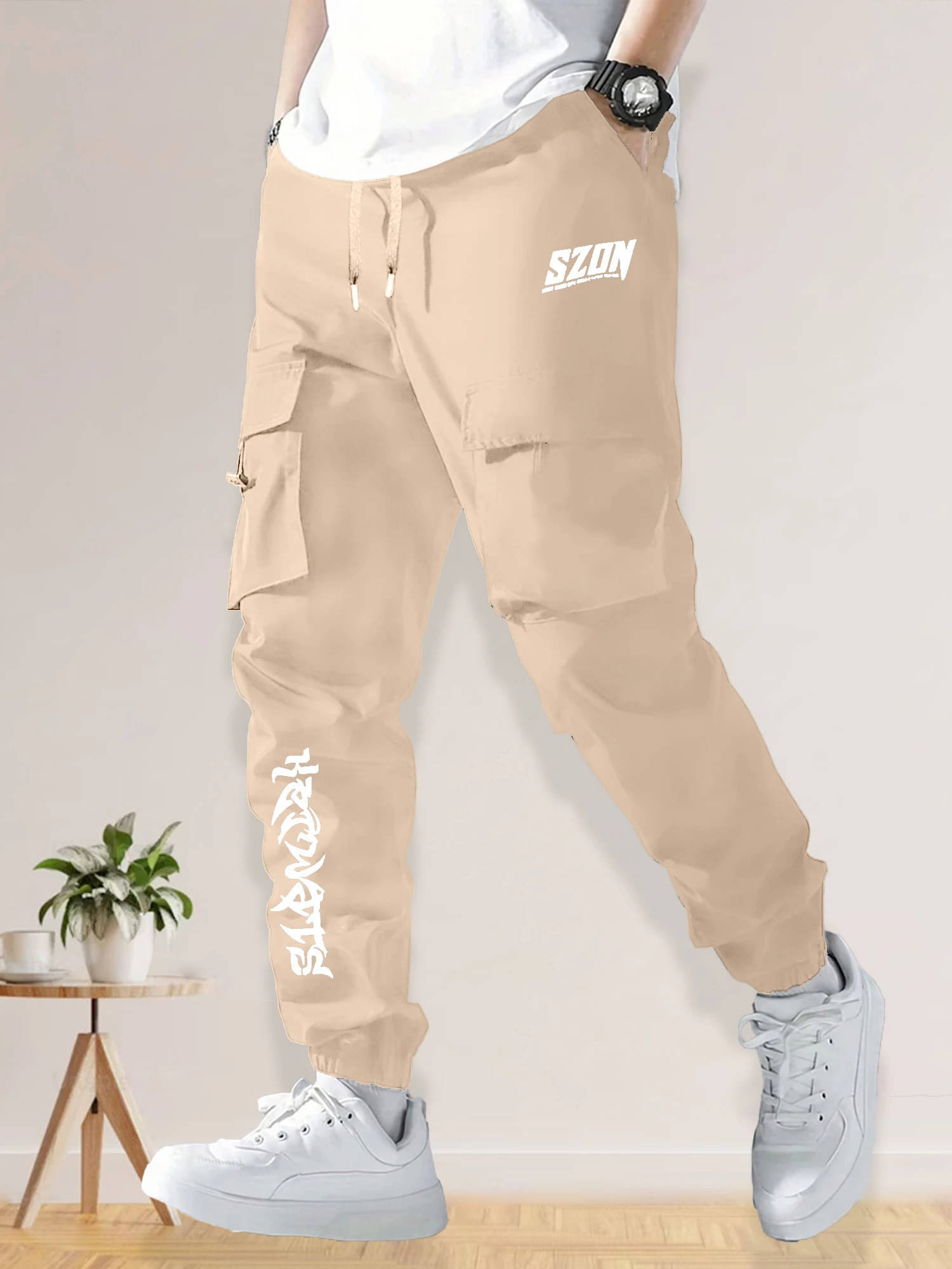     			JUMP CUTS Regular Pleated Men's Cargos - Beige ( Pack of 1 )