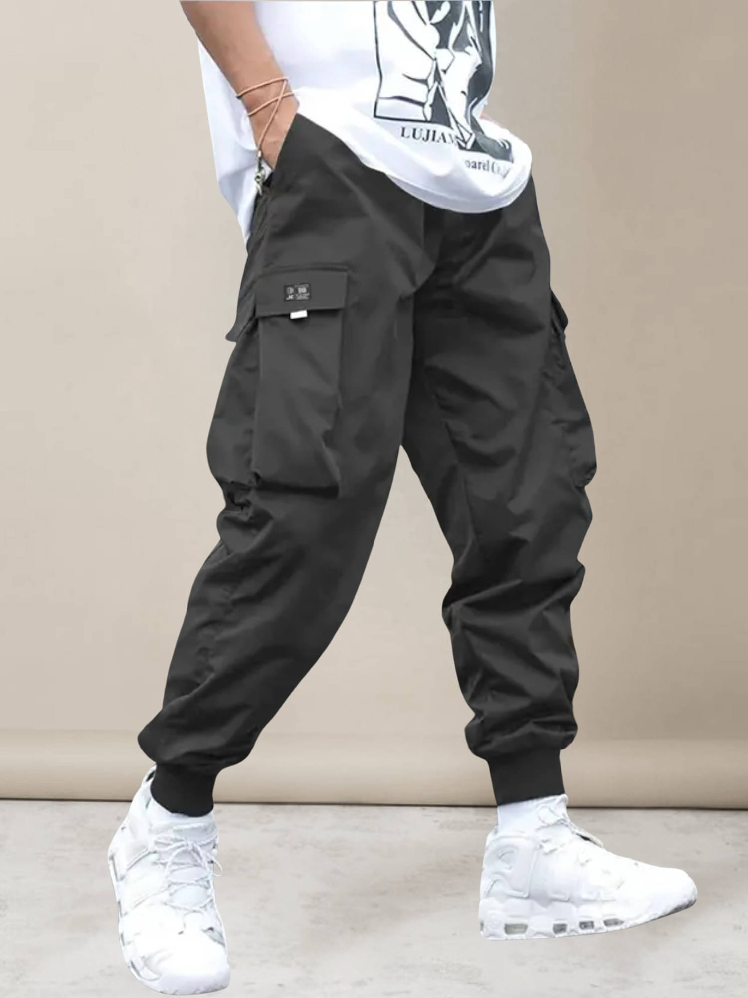     			JUMP CUTS Relax Pleated Men's Cargos - Grey ( Pack of 1 )