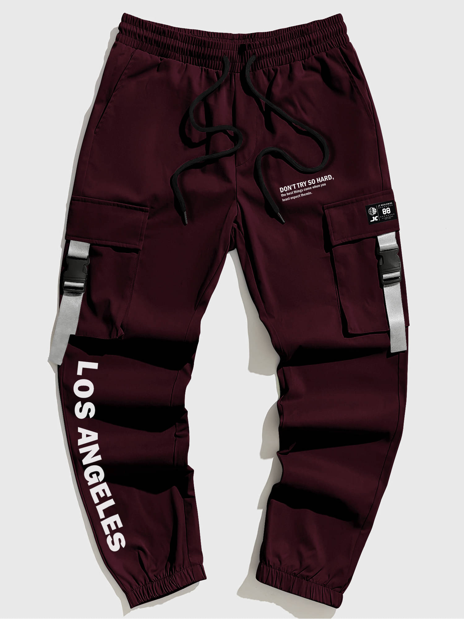     			JUMP CUTS Slim Pleated Men's Cargos - Maroon ( Pack of 1 )