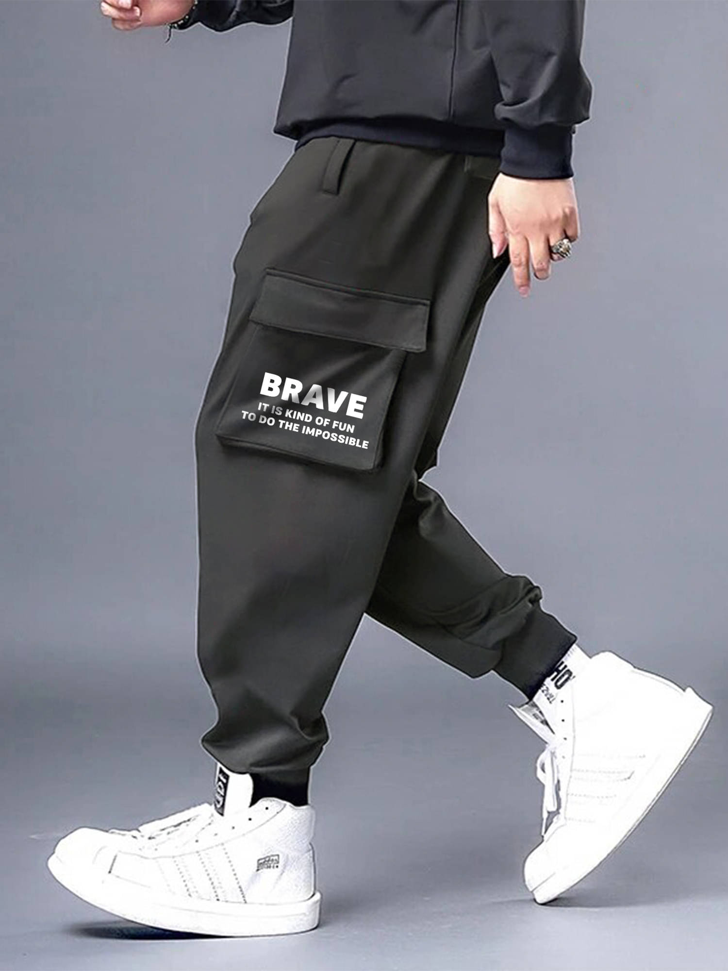     			JUMP CUTS Slim Pleated Men's Cargos - Grey ( Pack of 1 )