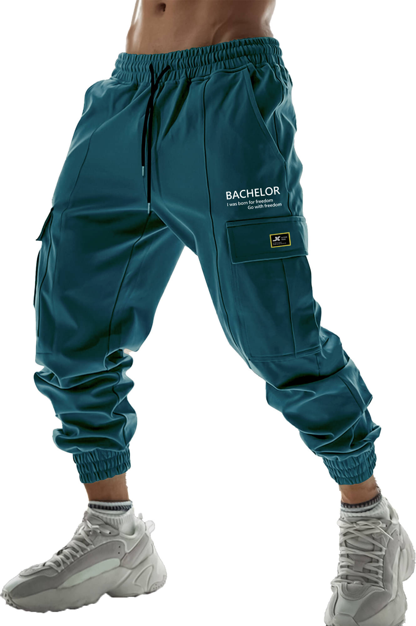     			JUMP CUTS Slim Pleated Men's Cargos - Blue ( Pack of 1 )