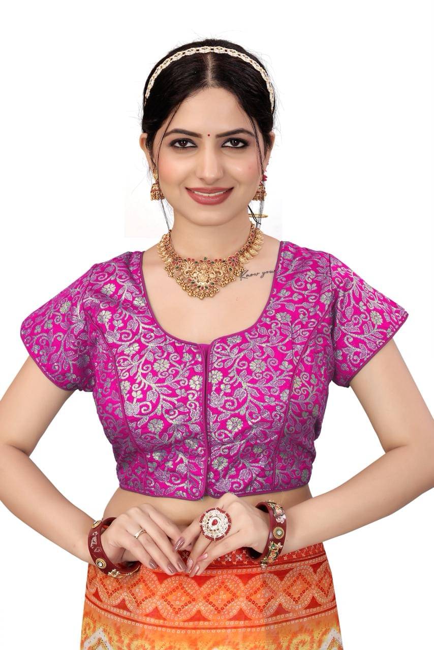 KALAVATI FASHION Pink Readymade with Pad Brocade Women's Blouse ( Pack of 1 )     			KALAVATI FASHION Pink Readymade with Pad Brocade Women's Blouse ( Pack of 1 )