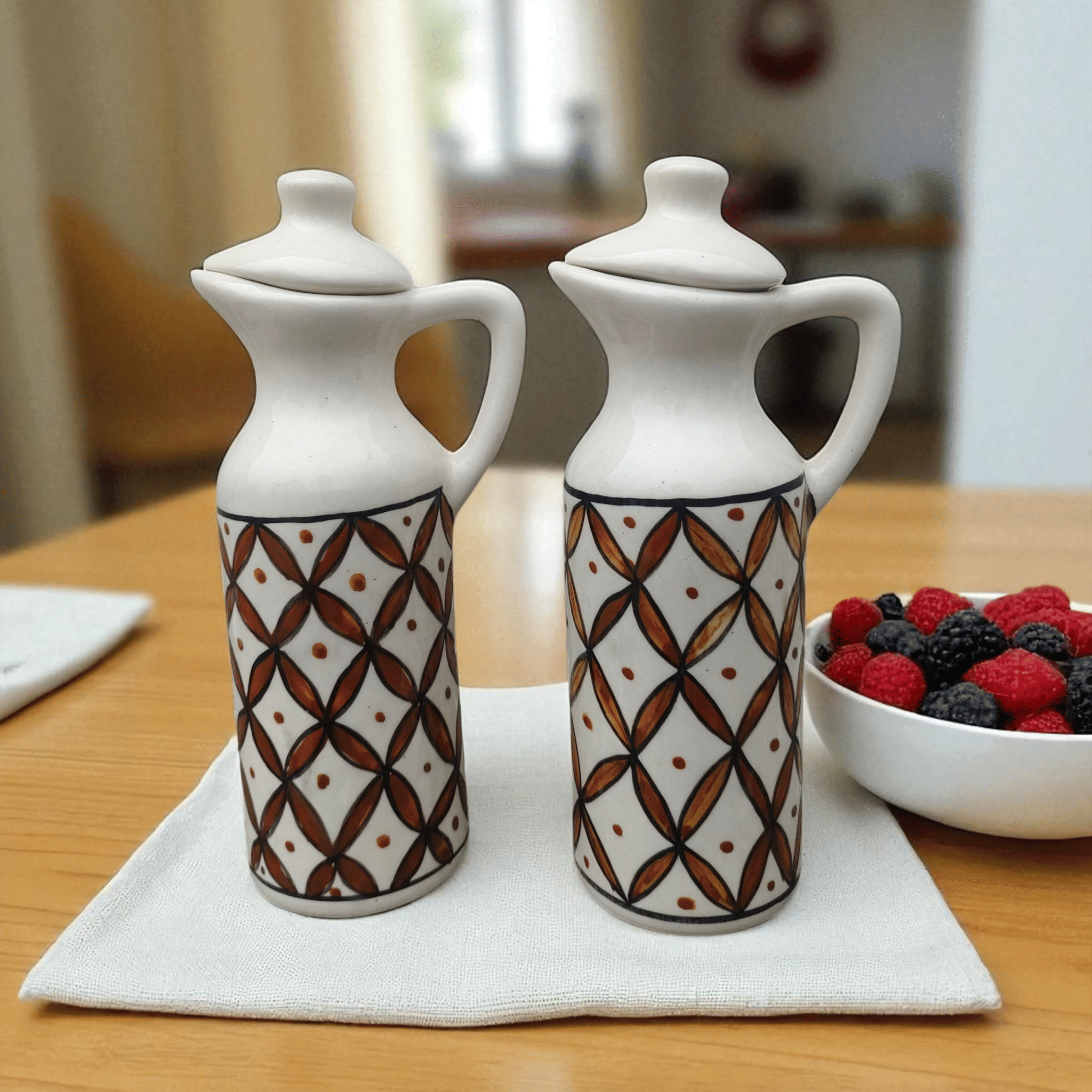     			Malaikah Multi Oil Dispenser Ceramic Gold Oil Container ( Set of 2 )