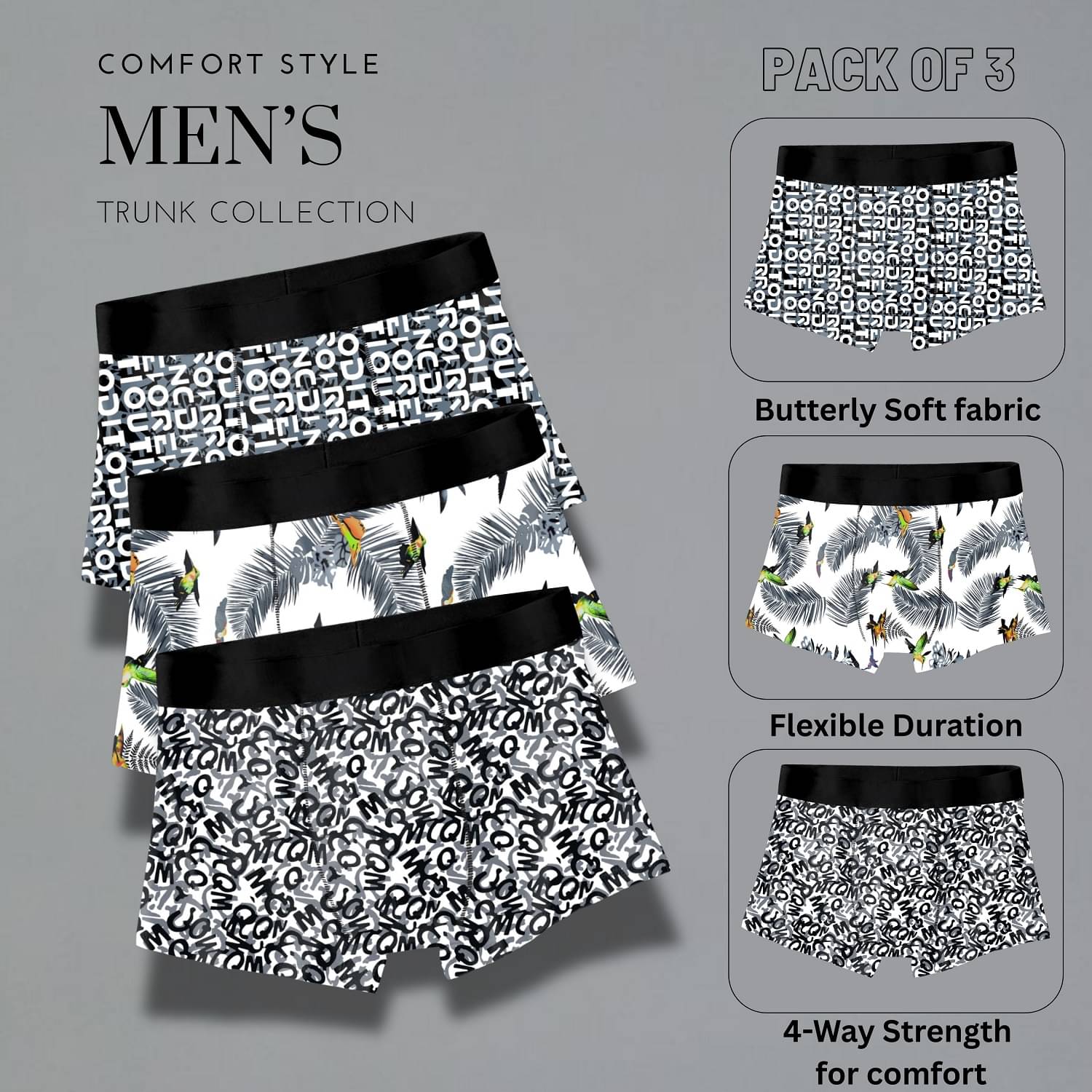 PaheliRani Pack of 3 Nylon Trunks For Men's ( Multicolor2 )     			PaheliRani Pack of 3 Nylon Trunks For Men's ( Multicolor2 )