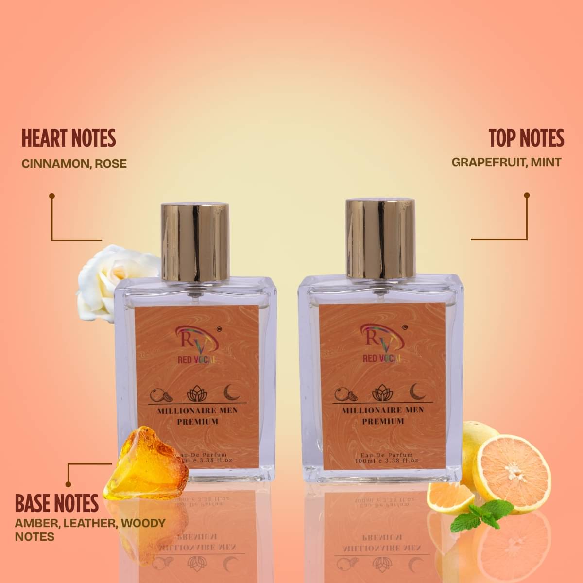     			Red Vocal Millionaire Men Premium Eau De Parfum Combo Set Perfume Spray,For Men ,100Ml Each (Pack Of 2)