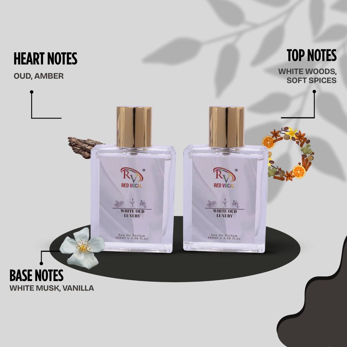 Red Vocal White Oud Luxury Eau De Parfum Combo Set Perfume Spray,For Men ,100Ml Each (Pack Of 2) Red Vocal White Oud Luxury Eau De Parfum Combo Set Perfume Spray,For Men ,100Ml Each (Pack Of 2)