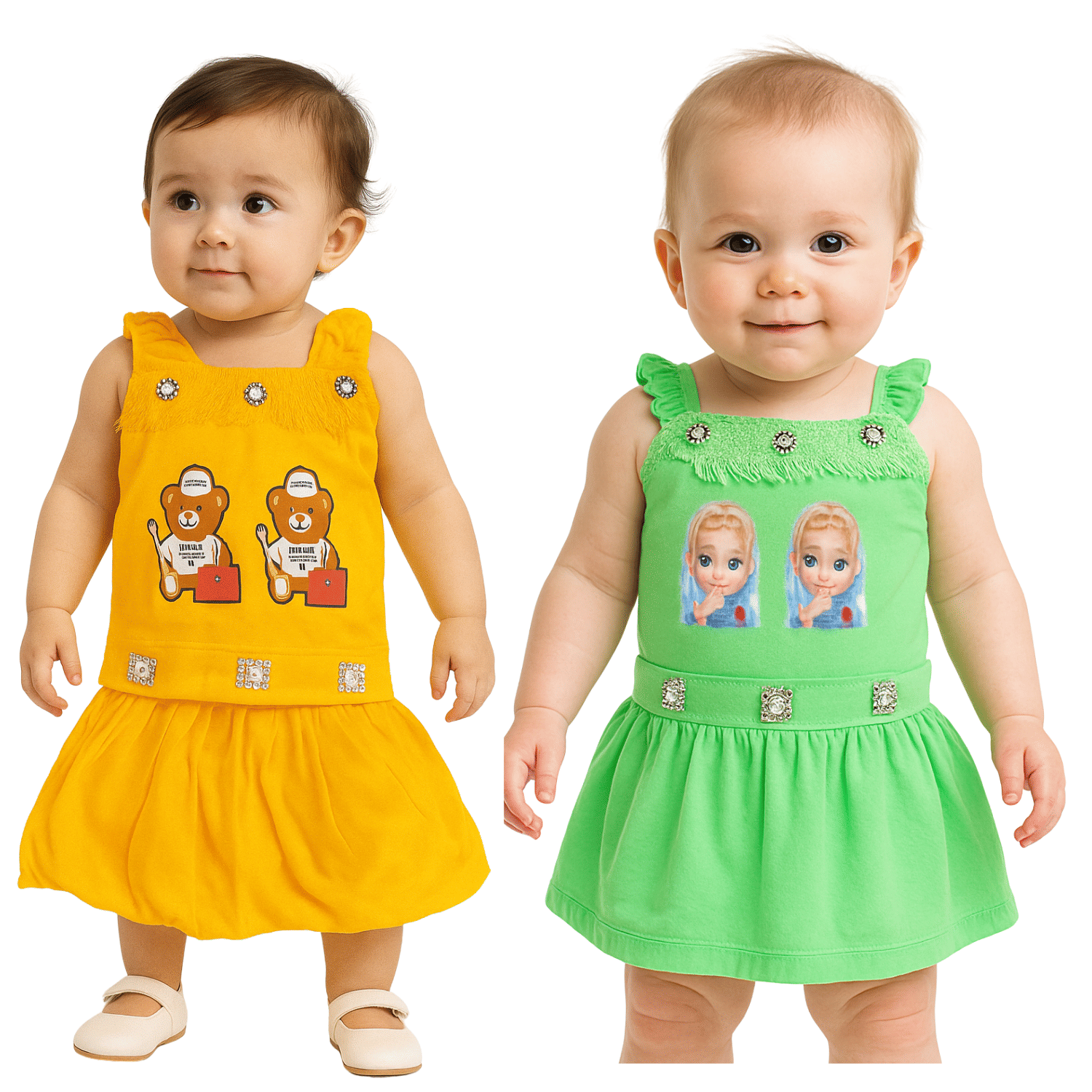 Ridaa Crepe Frock For Baby Girls ( Pack of 2 , Multicolor ) Ridaa Crepe Frock For Baby Girls ( Pack of 2 , Multicolor )