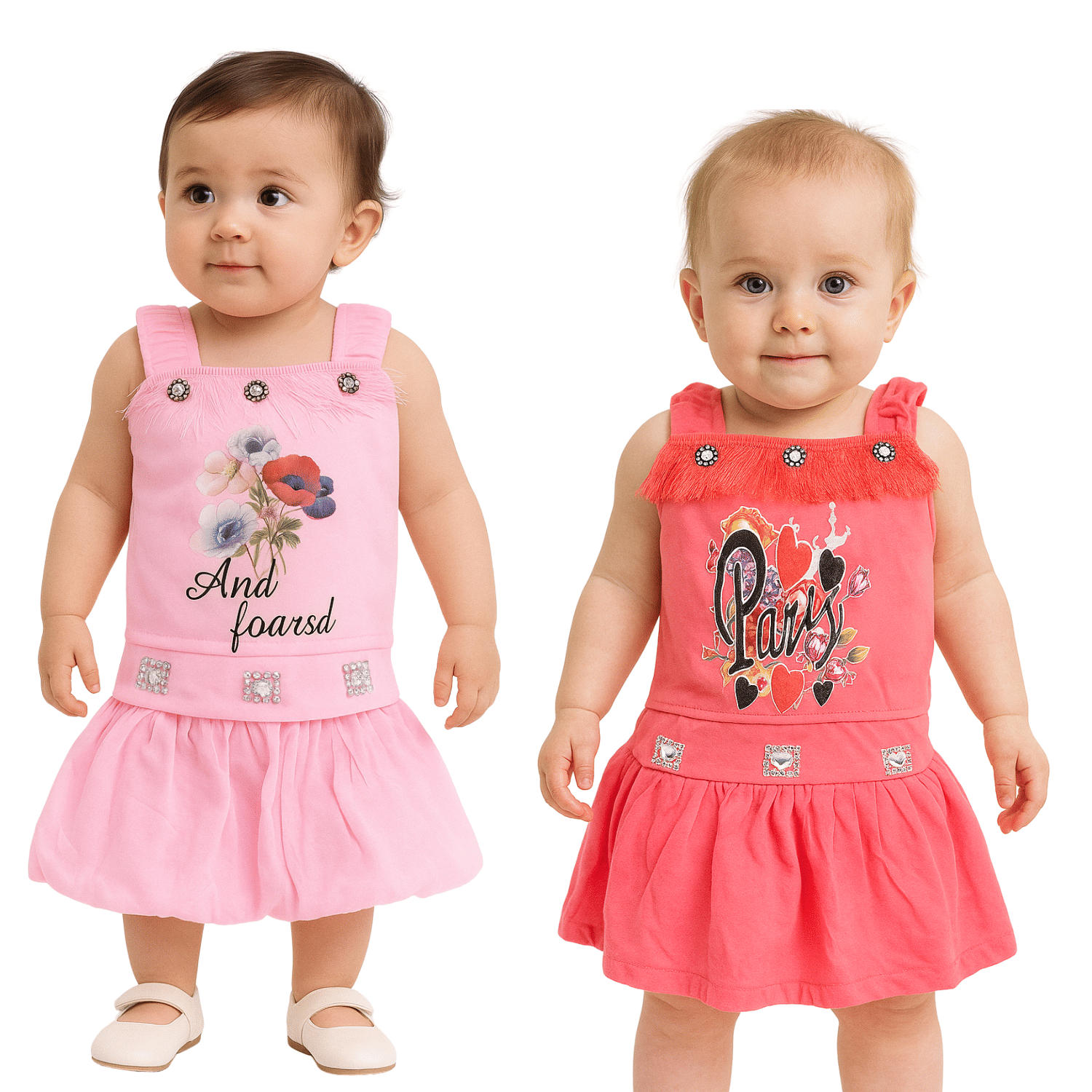 Ridaa Crepe Frock For Baby Girls ( Pack of 2 , Multicolor ) Ridaa Crepe Frock For Baby Girls ( Pack of 2 , Multicolor )