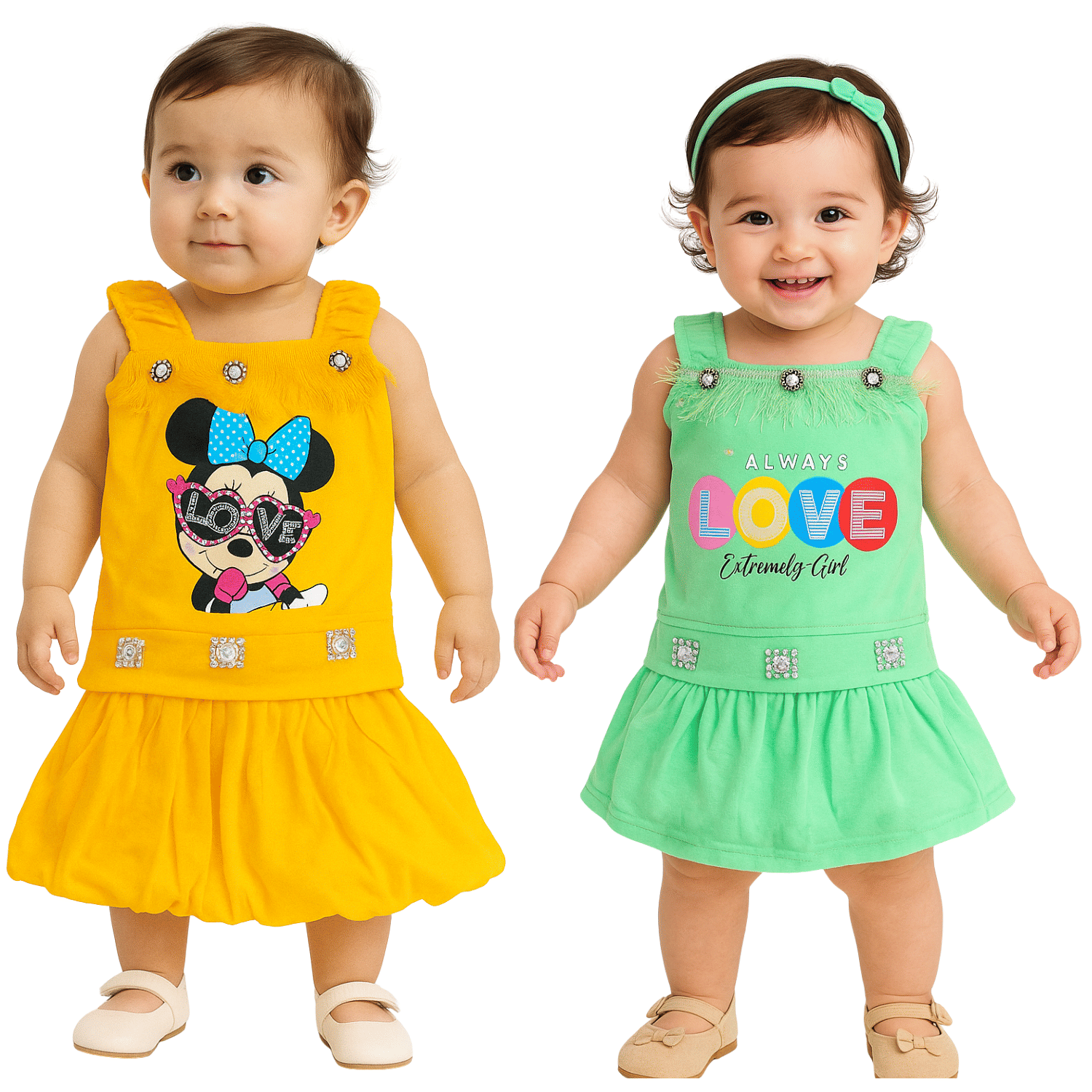 Ridaa Crepe Frock For Baby Girls ( Pack of 2 , Multicolor ) Ridaa Crepe Frock For Baby Girls ( Pack of 2 , Multicolor )