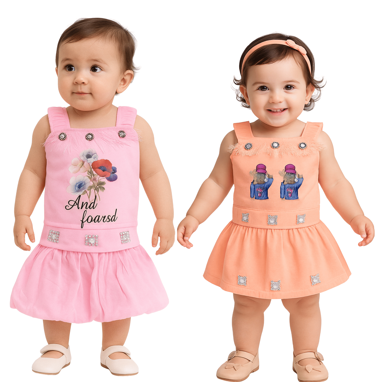 Ridaa Crepe Frock For Baby Girls ( Pack of 2 , Multicolor ) Ridaa Crepe Frock For Baby Girls ( Pack of 2 , Multicolor )